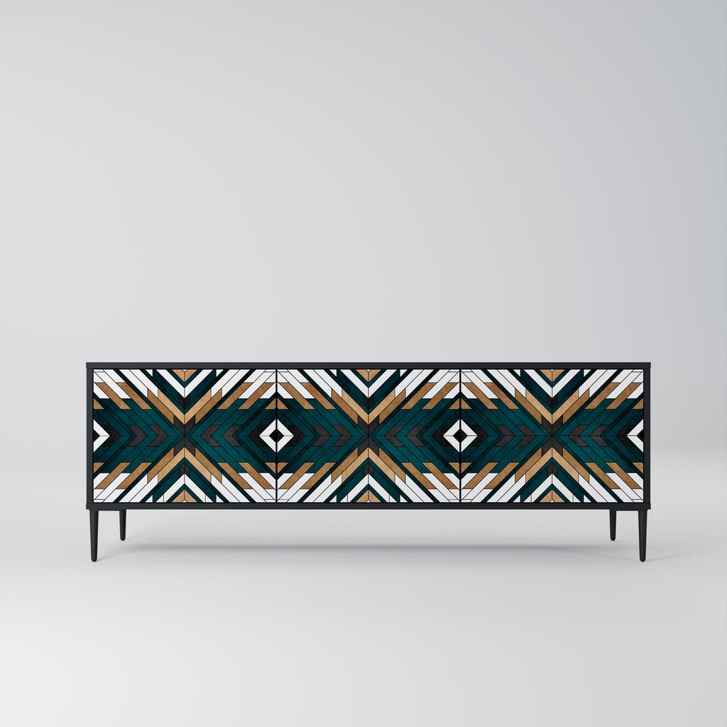 Βάση τηλεόρασης ARTISTIC GEOMETRIA 3 θυρών σε μαύρο φινίρισμα