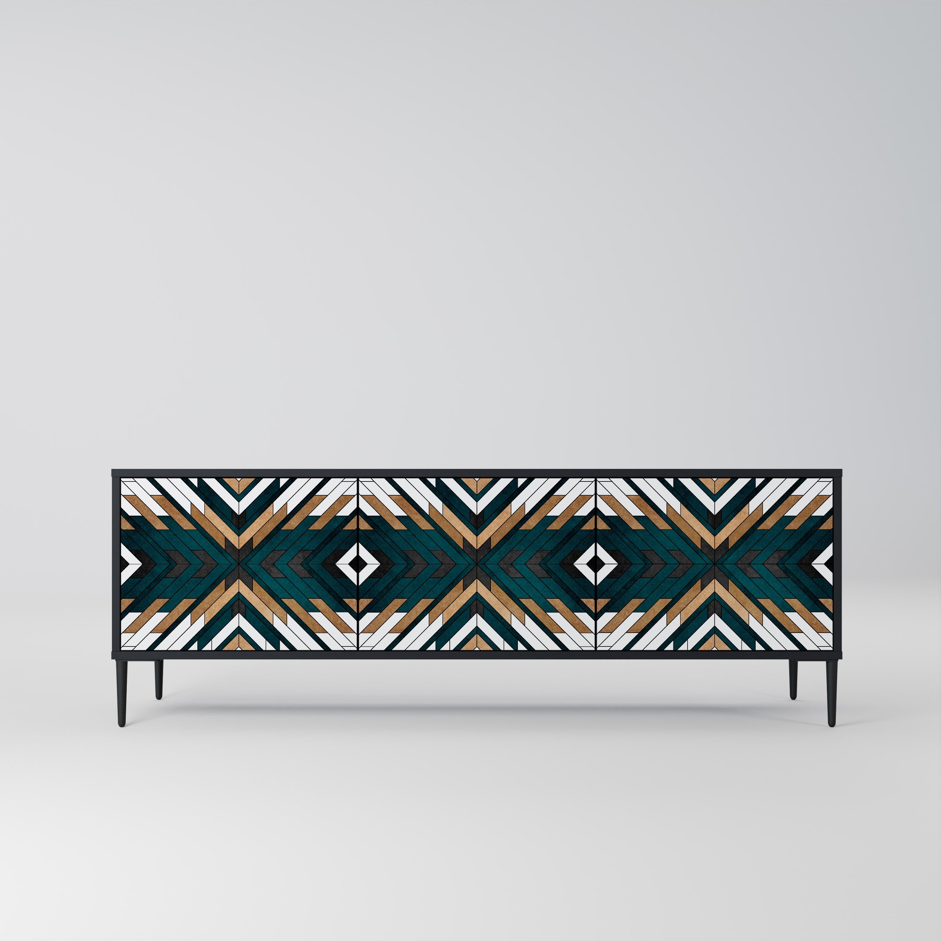 Βάση τηλεόρασης ARTISTIC GEOMETRIA 3 θυρών σε μαύρο φινίρισμα