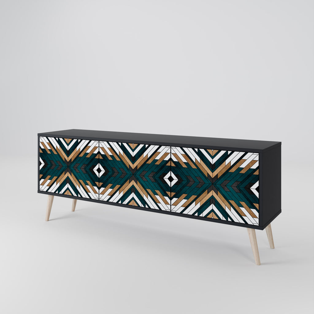 Βάση τηλεόρασης ARTISTIC GEOMETRIA 3 θυρών σε μαύρο φινίρισμα