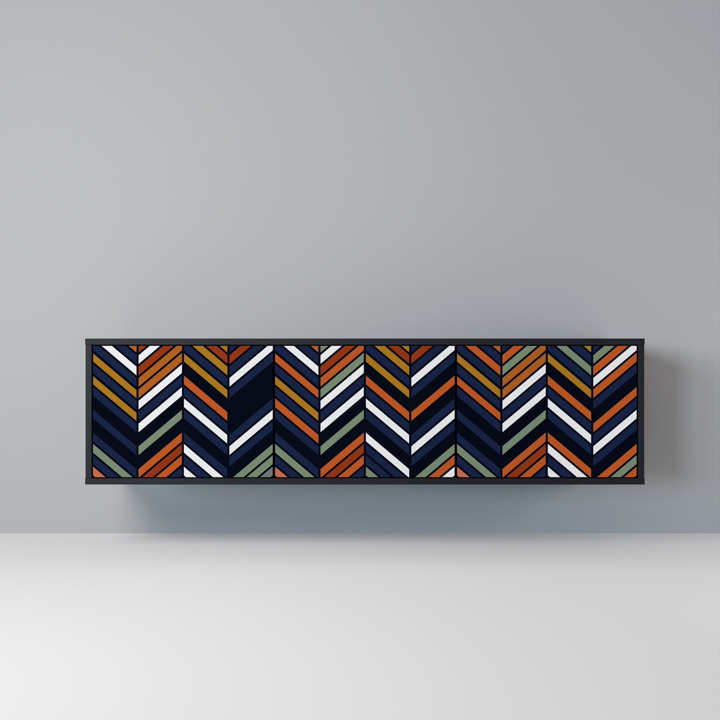 Βάση τηλεόρασης VIBRANT PATCHWORK 3 θυρών σε μαύρο φινίρισμα