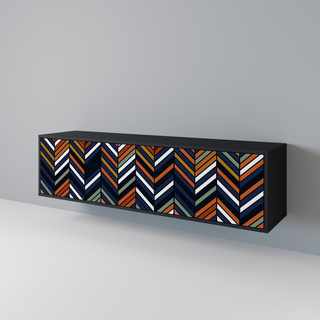 Βάση τηλεόρασης VIBRANT PATCHWORK 3 θυρών σε μαύρο φινίρισμα