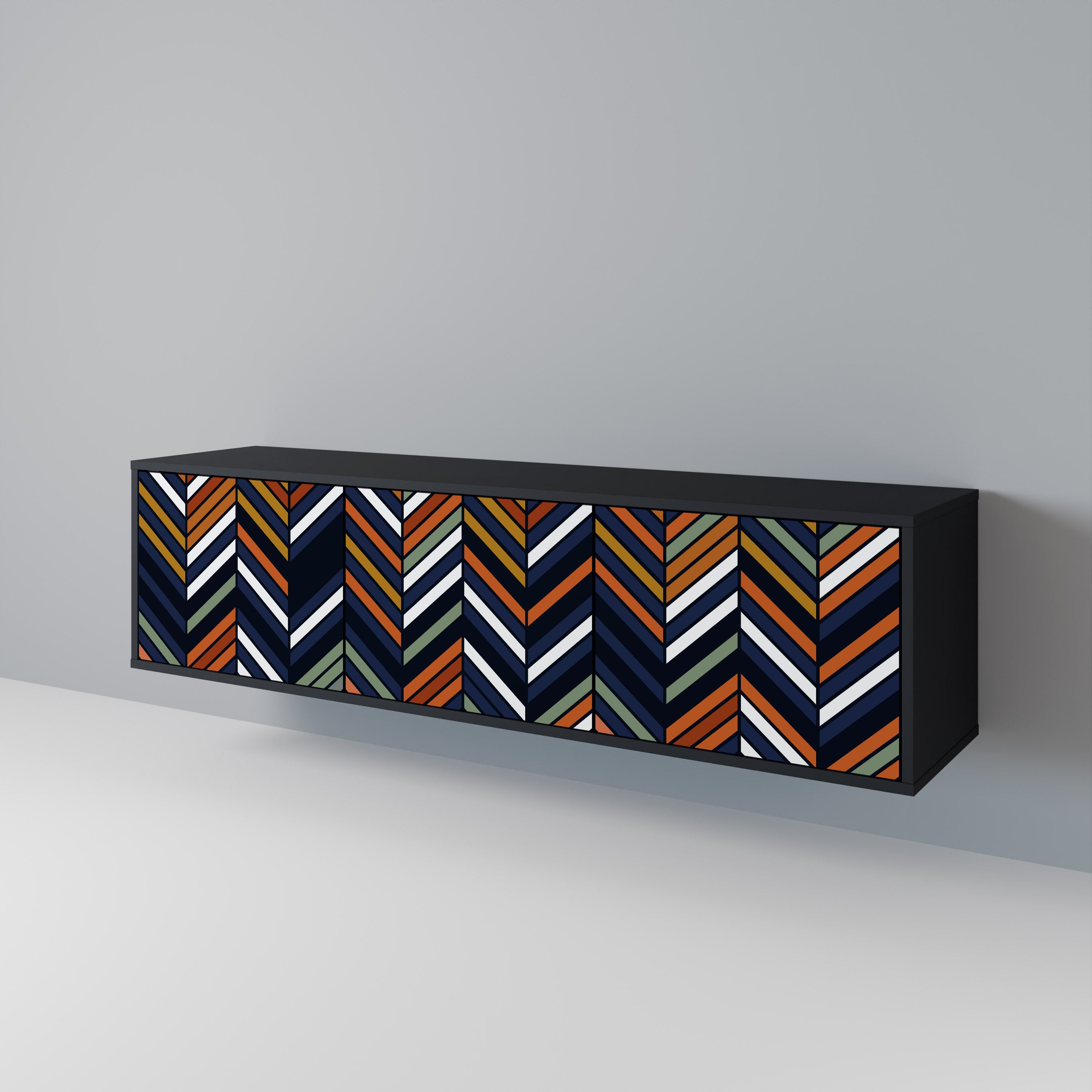 Βάση τηλεόρασης VIBRANT PATCHWORK 3 θυρών σε μαύρο φινίρισμα