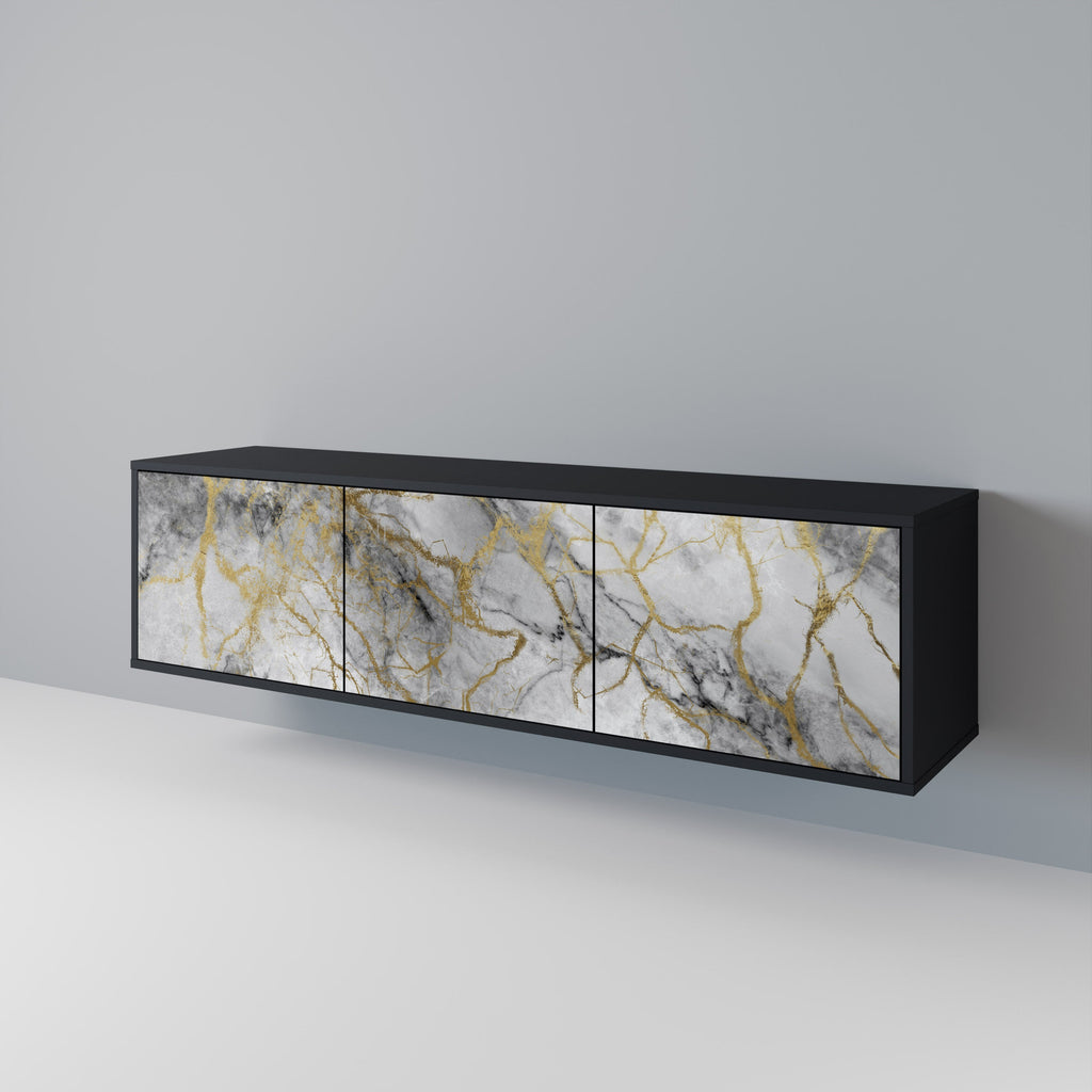 Βάση τηλεόρασης TIMELESS GLIDE με 3 πόρτες σε μαύρο φινίρισμα