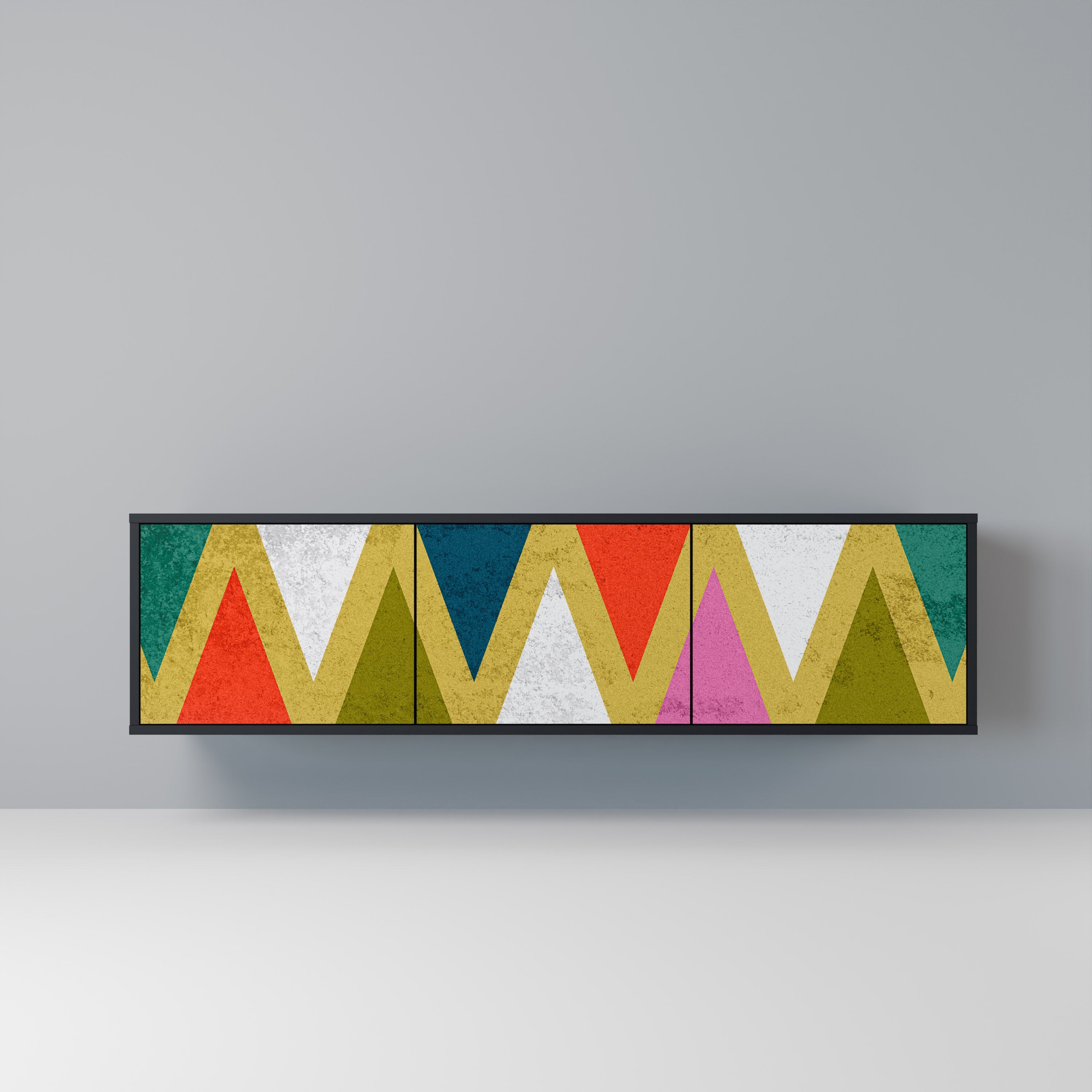 Βάση τηλεόρασης 3 θυρών COLORFUL TRIANGLES σε μαύρο φινίρισμα