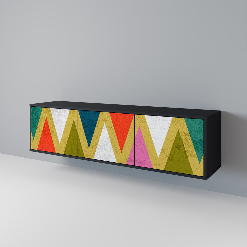 Βάση τηλεόρασης 3 θυρών COLORFUL TRIANGLES σε μαύρο φινίρισμα