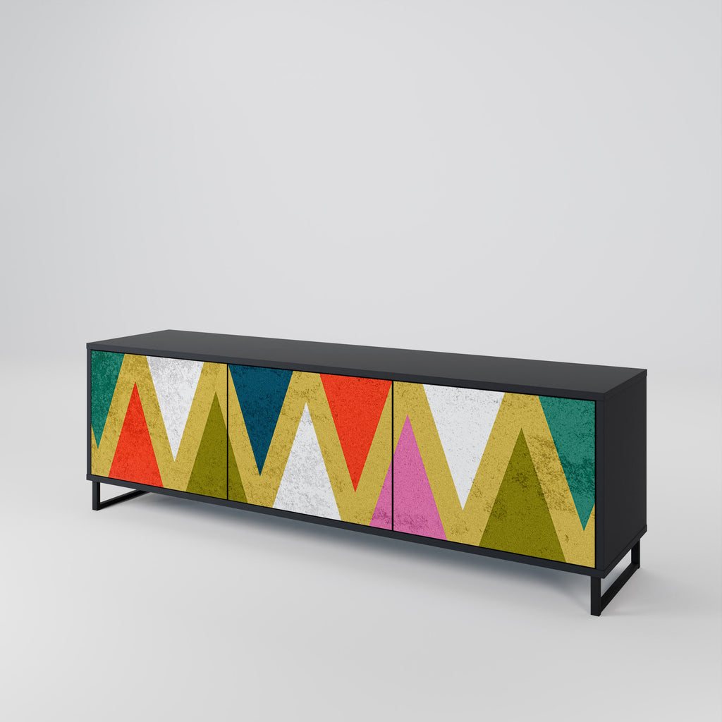 Βάση τηλεόρασης 3 θυρών COLORFUL TRIANGLES σε μαύρο φινίρισμα