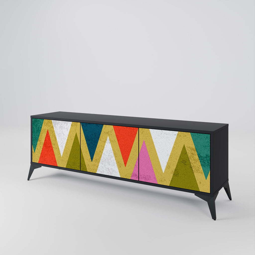 Βάση τηλεόρασης 3 θυρών COLORFUL TRIANGLES σε μαύρο φινίρισμα