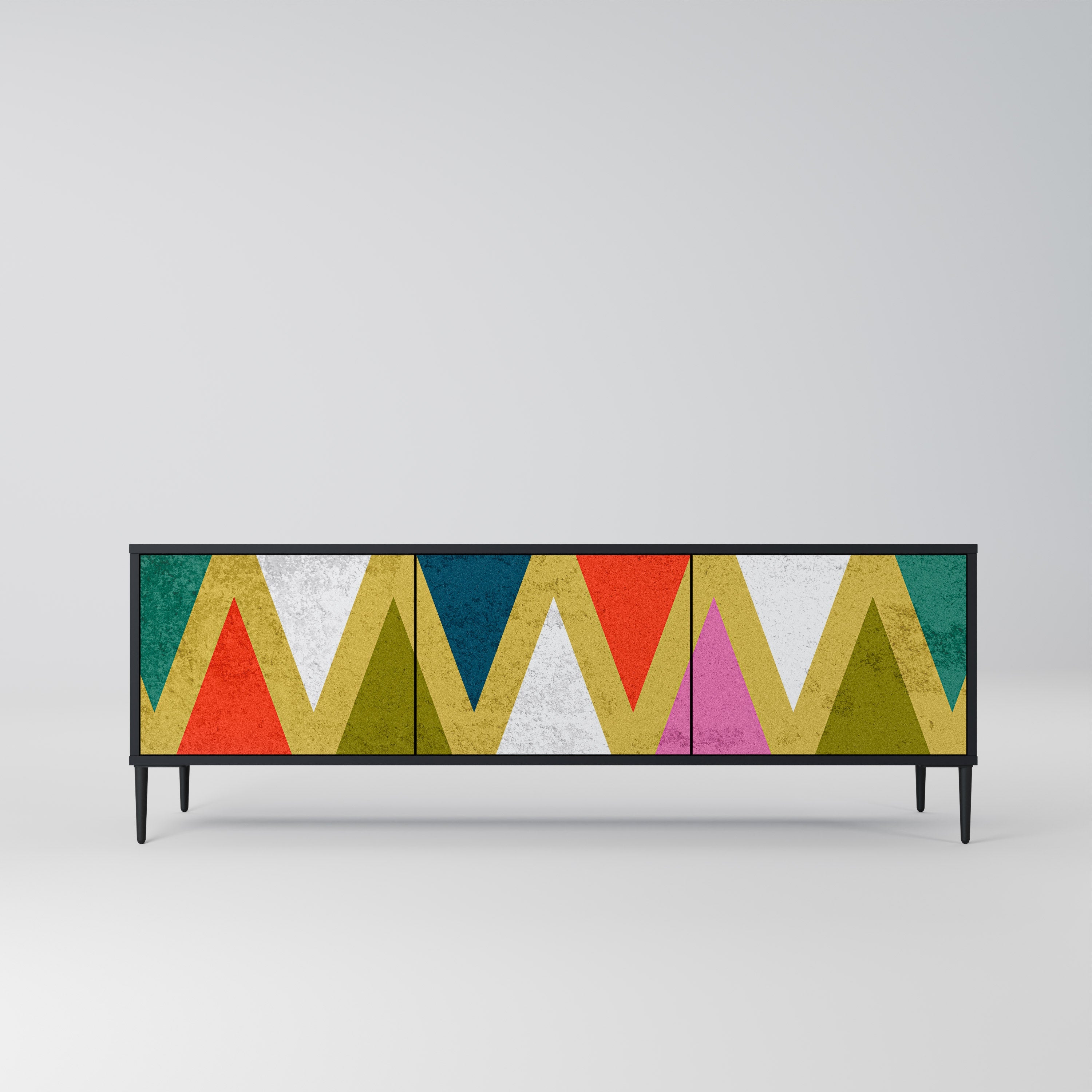 Βάση τηλεόρασης 3 θυρών COLORFUL TRIANGLES σε μαύρο φινίρισμα
