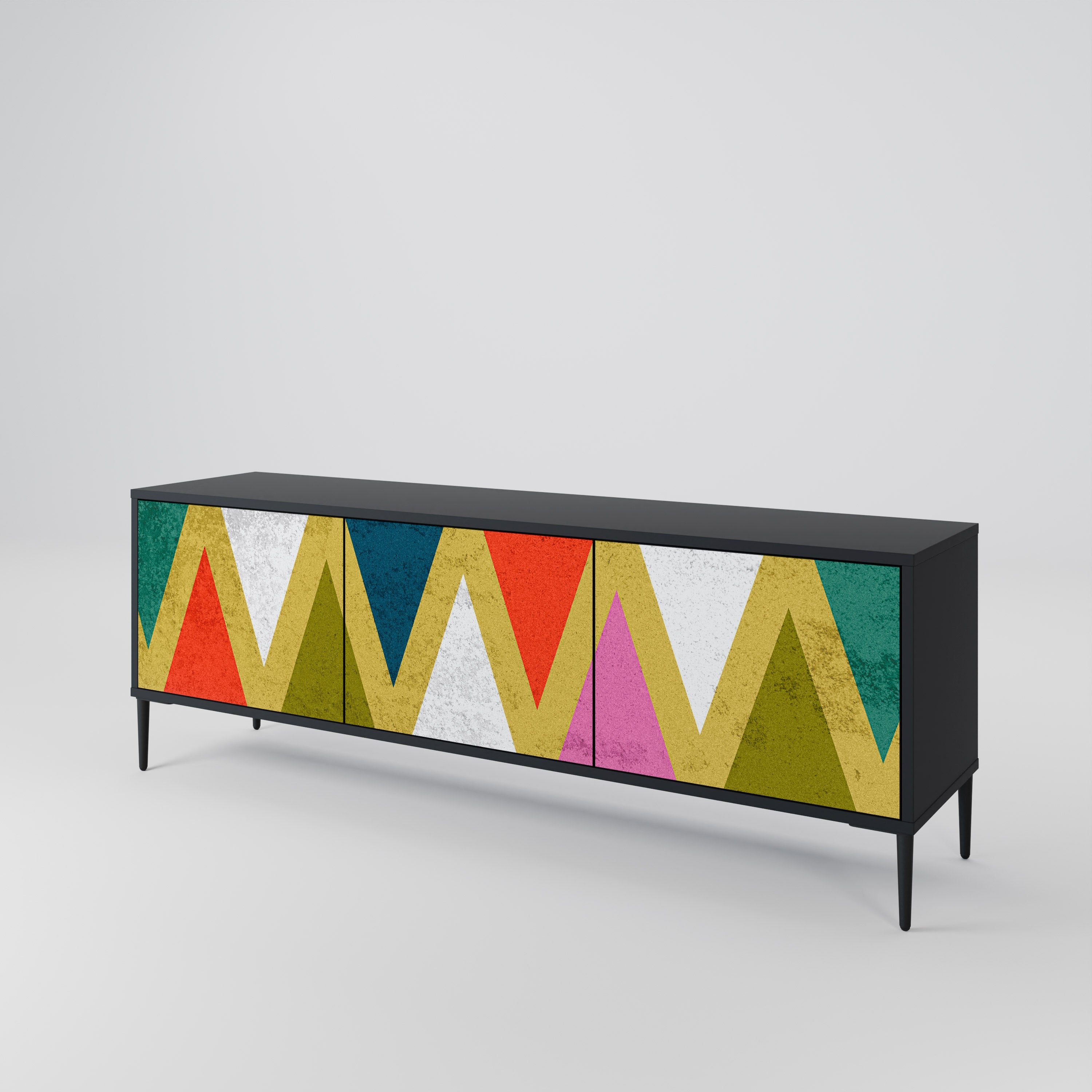 Βάση τηλεόρασης 3 θυρών COLORFUL TRIANGLES σε μαύρο φινίρισμα