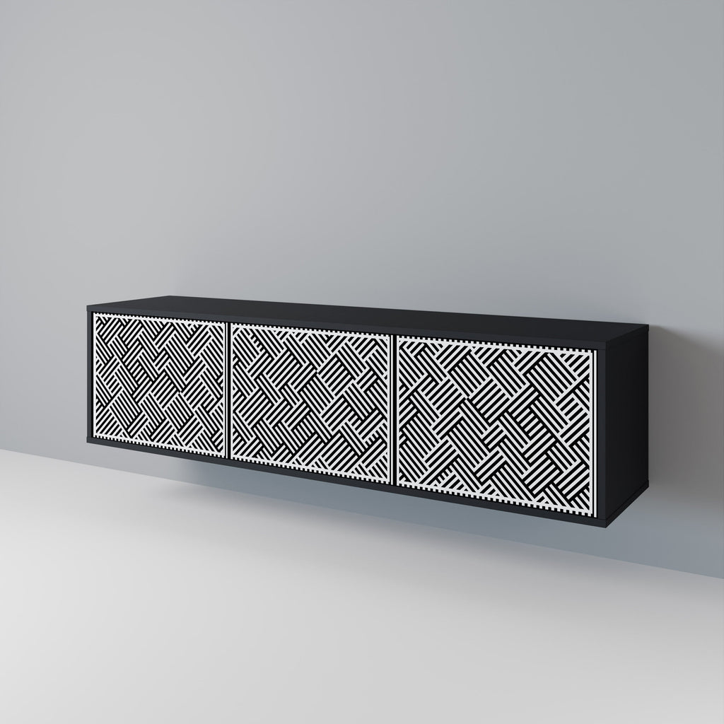 TEMPORARY SEQUENCE 3-Door TV Stand in Black Finish