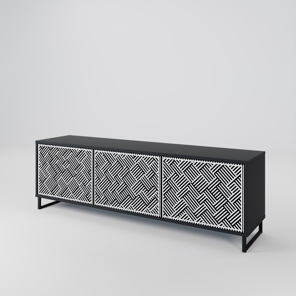 TEMPORARY SEQUENCE 3-Door TV Stand in Black Finish