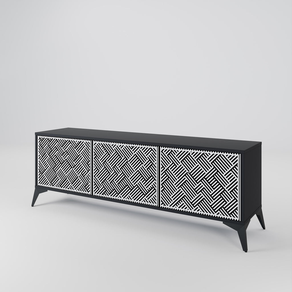 TEMPORARY SEQUENCE 3-Door TV Stand in Black Finish