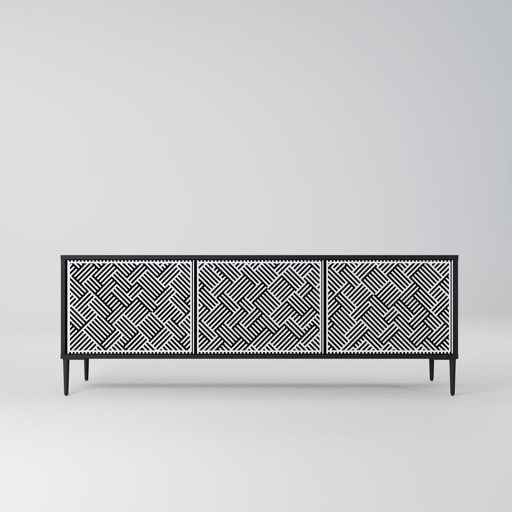 TEMPORARY SEQUENCE 3-Door TV Stand in Black Finish
