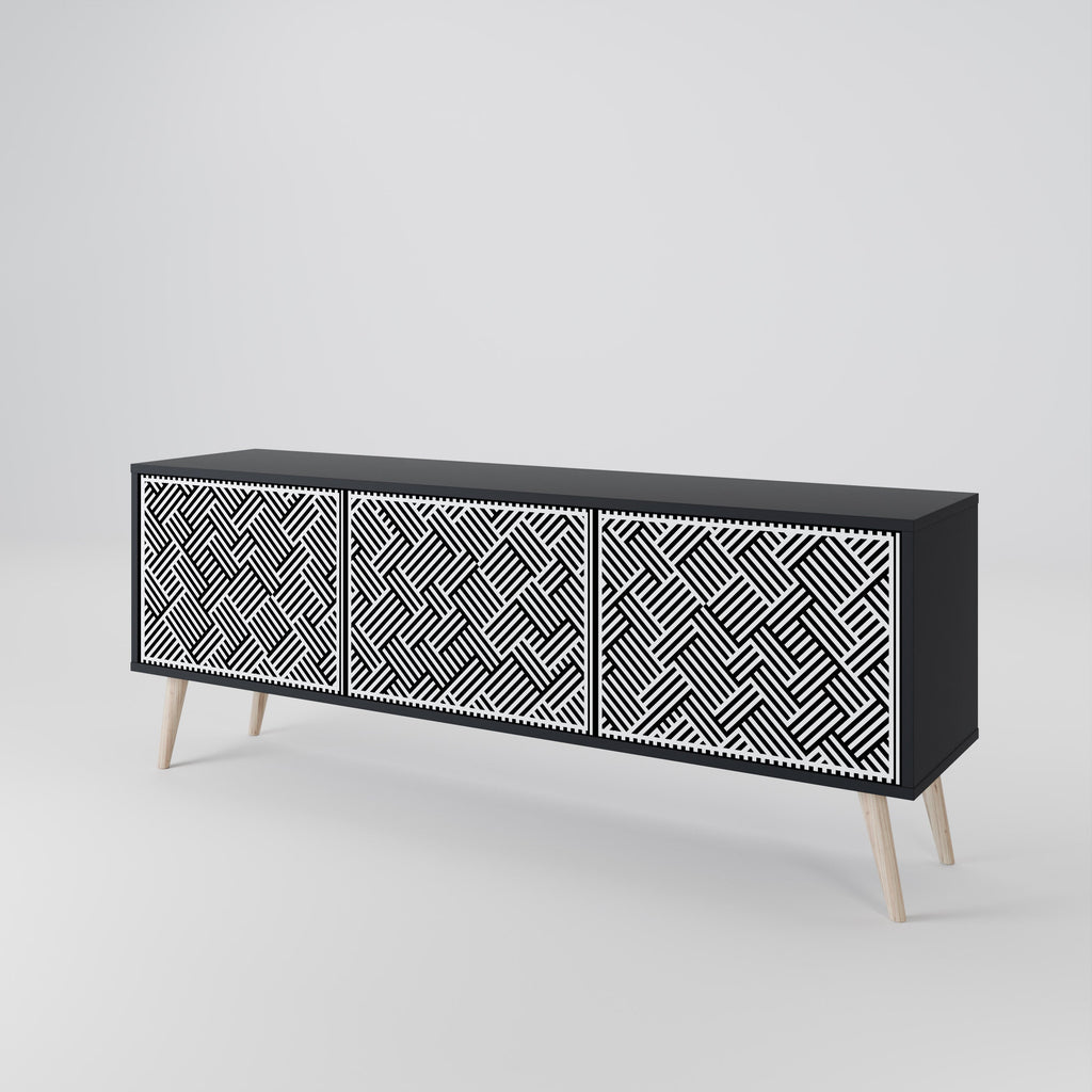 TEMPORARY SEQUENCE 3-Door TV Stand in Black Finish