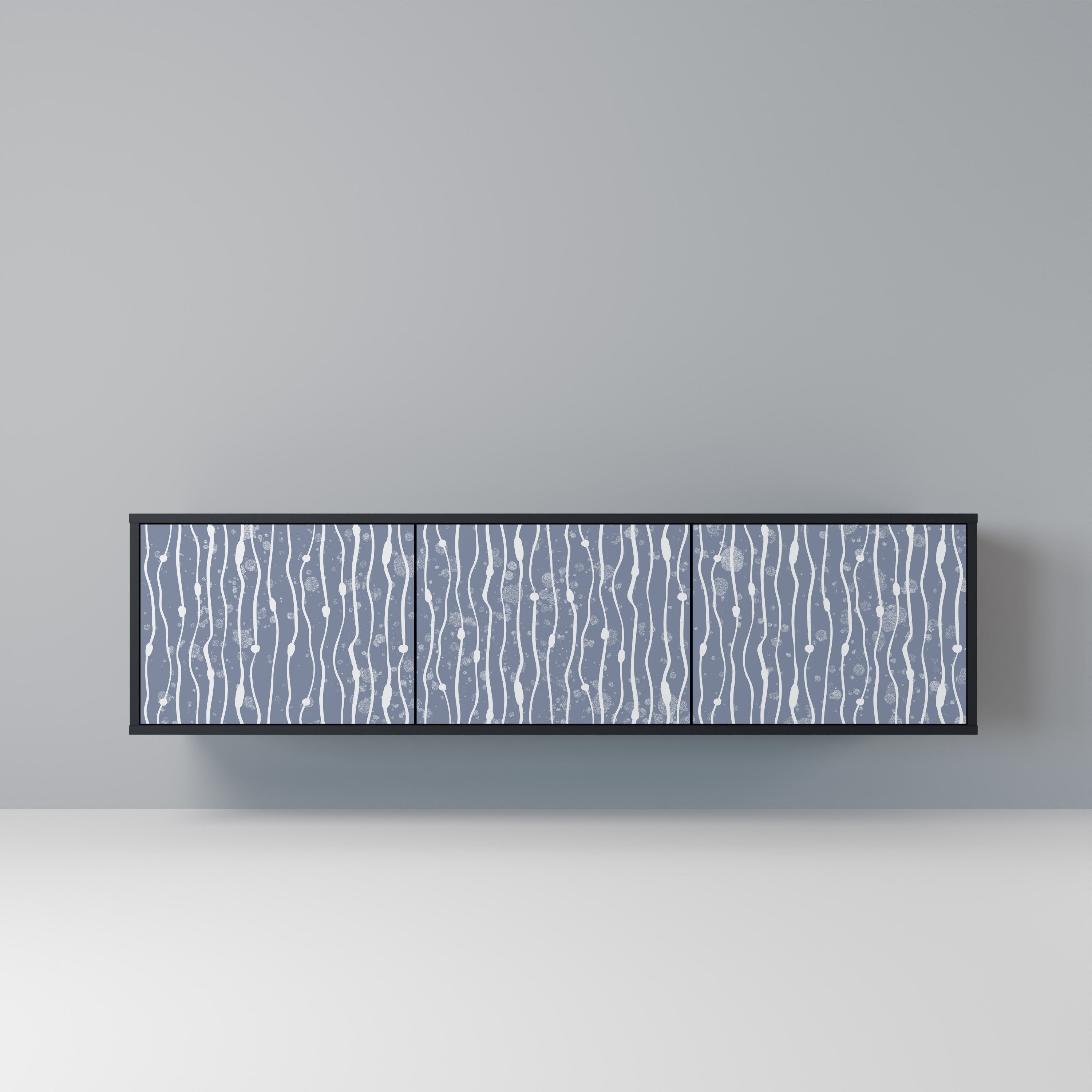 Βάση τηλεόρασης GRAPHITE RAIN με 3 πόρτες σε μαύρο φινίρισμα