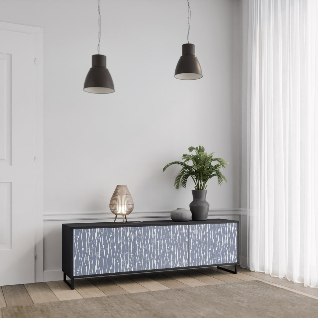 Βάση τηλεόρασης GRAPHITE RAIN με 3 πόρτες σε μαύρο φινίρισμα