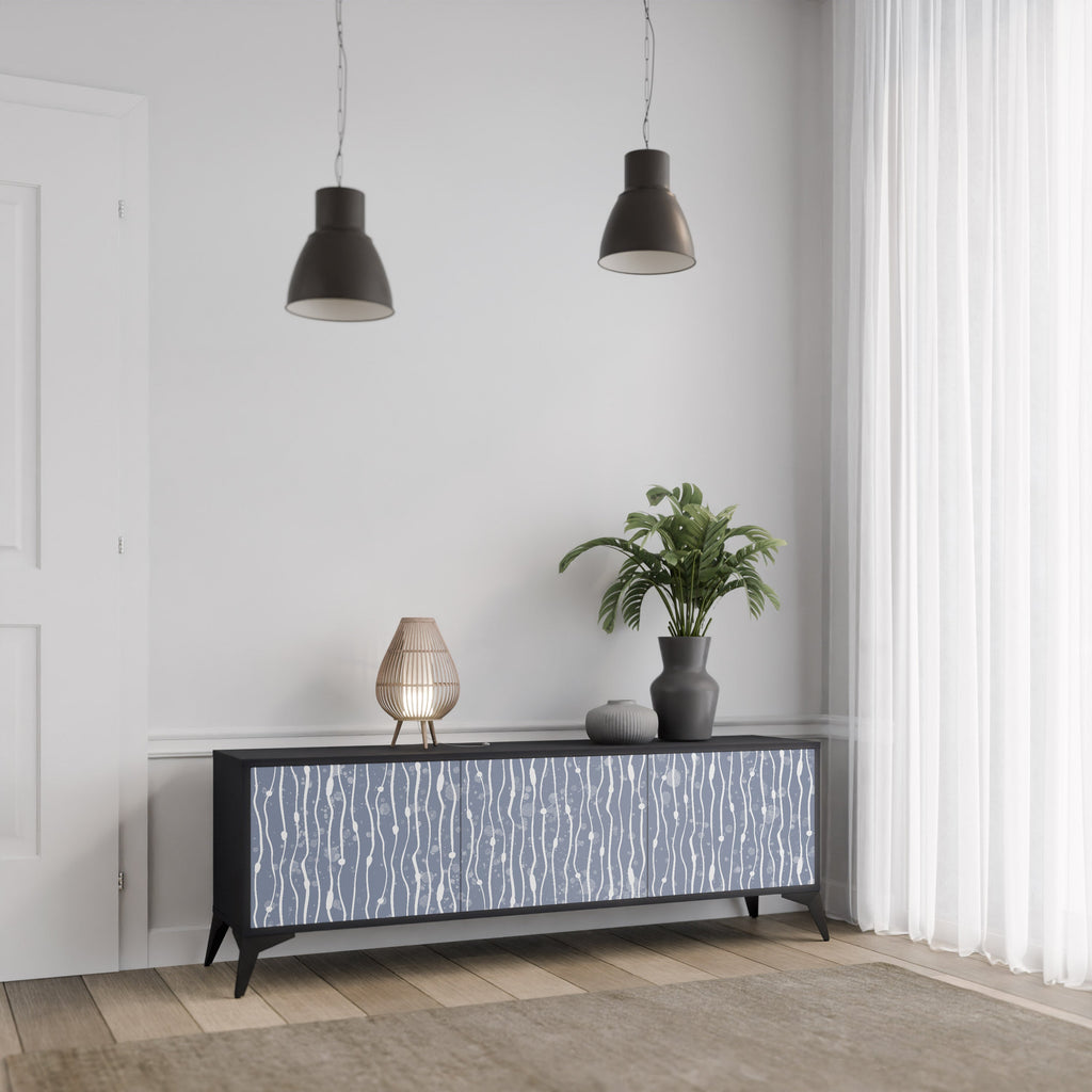Βάση τηλεόρασης GRAPHITE RAIN με 3 πόρτες σε μαύρο φινίρισμα