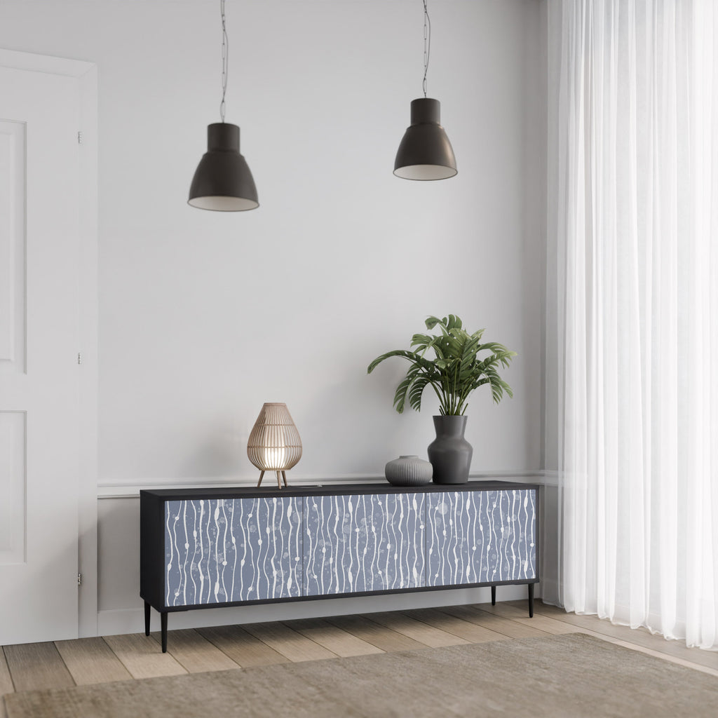 Βάση τηλεόρασης GRAPHITE RAIN με 3 πόρτες σε μαύρο φινίρισμα