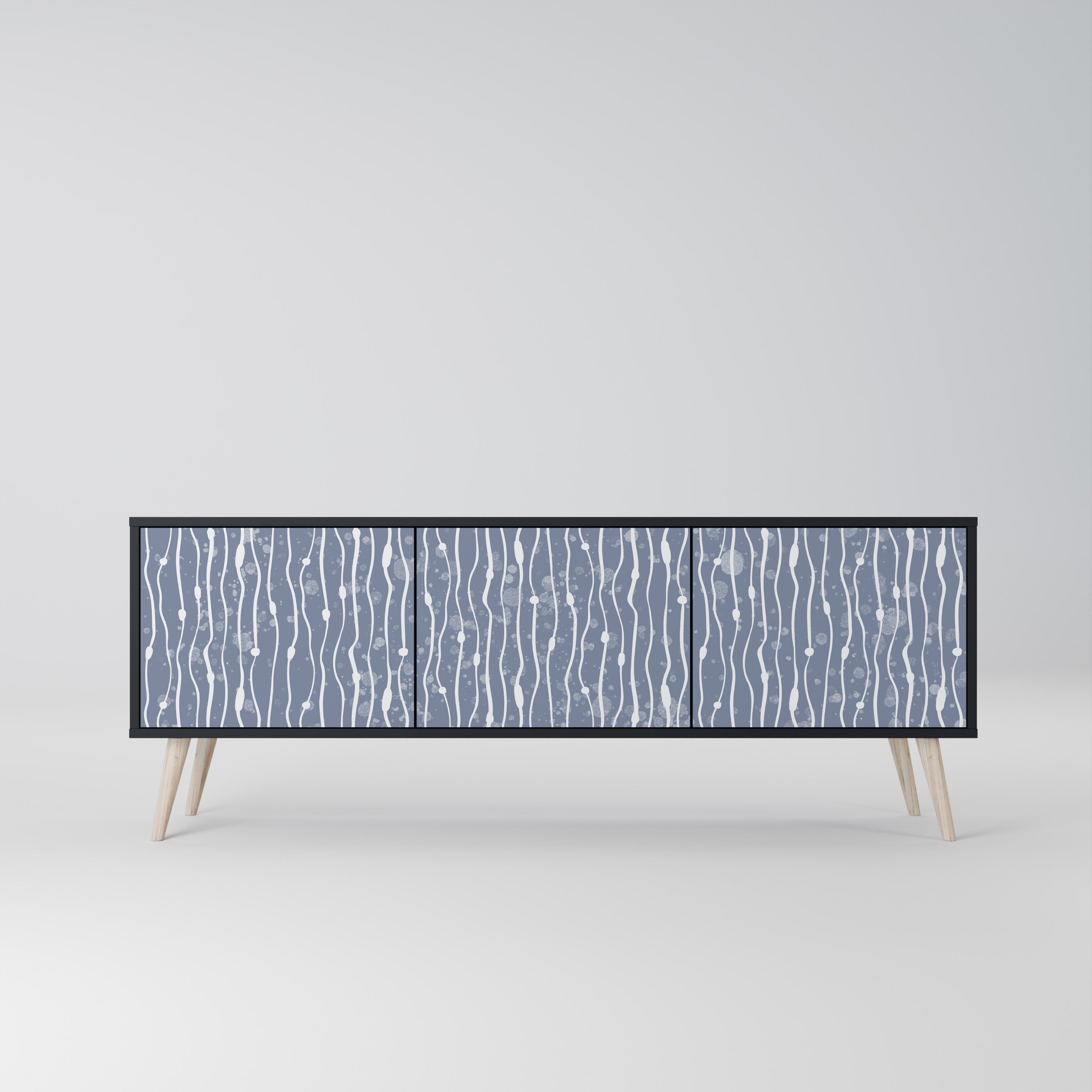 Βάση τηλεόρασης GRAPHITE RAIN με 3 πόρτες σε μαύρο φινίρισμα