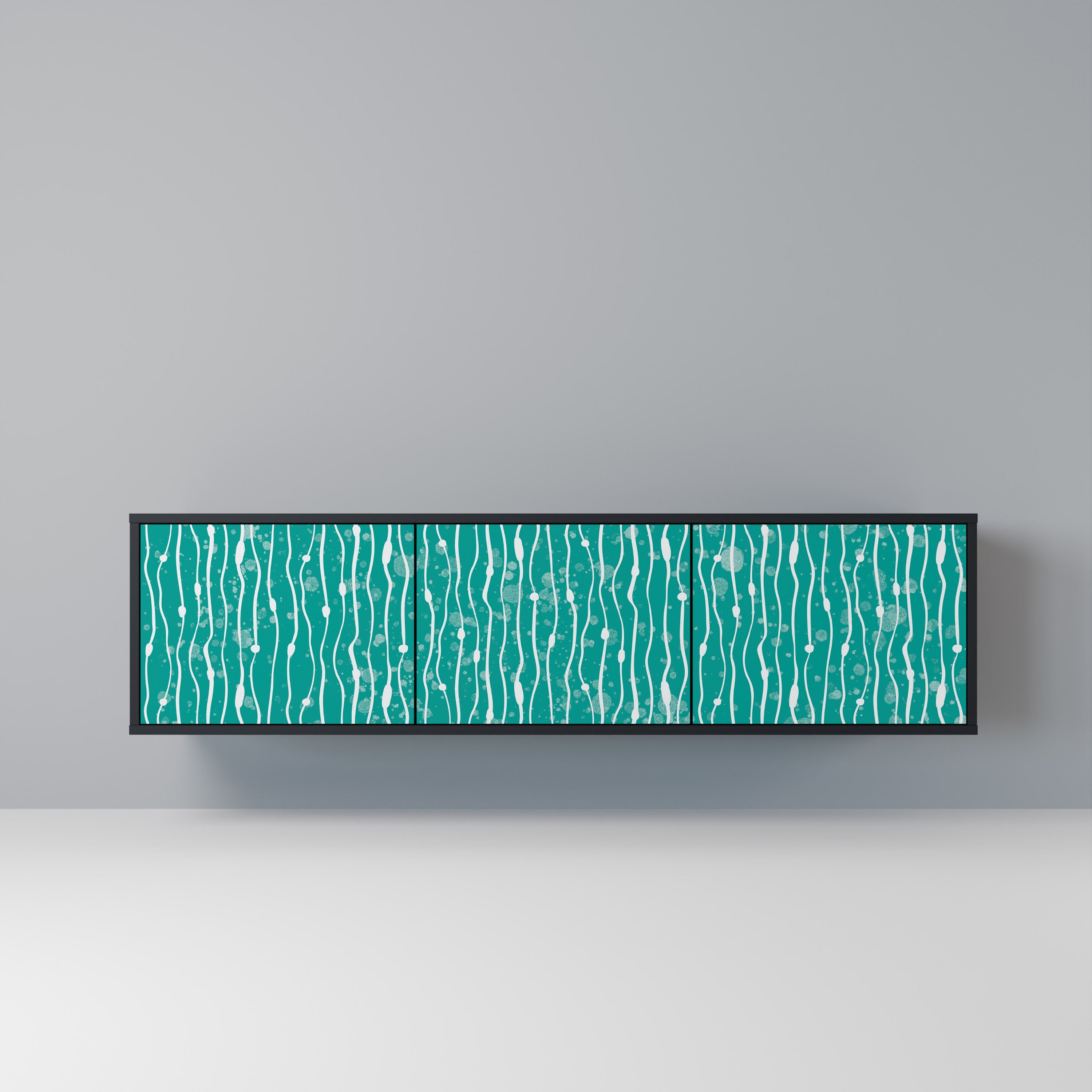 Βάση τηλεόρασης 3 θυρών TURQUOISE RAIN σε μαύρο φινίρισμα