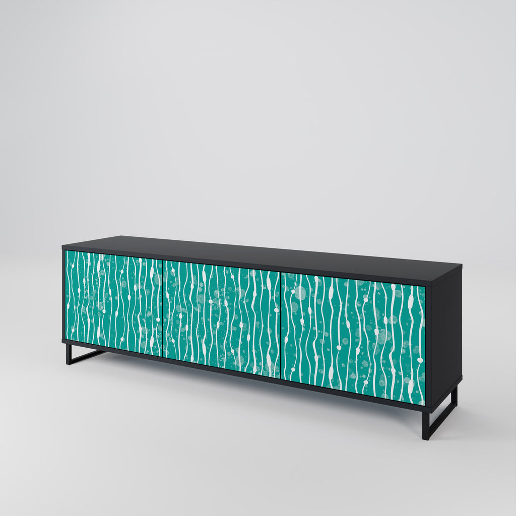 Βάση τηλεόρασης 3 θυρών TURQUOISE RAIN σε μαύρο φινίρισμα