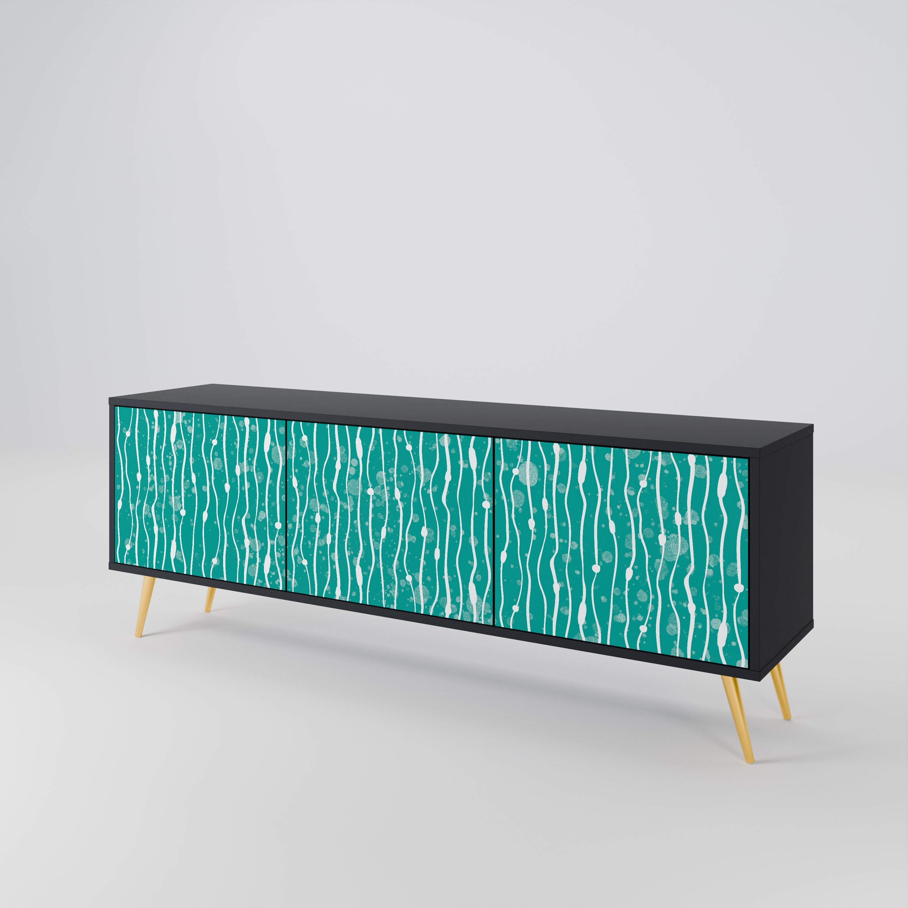 Βάση τηλεόρασης 3 θυρών TURQUOISE RAIN σε μαύρο φινίρισμα
