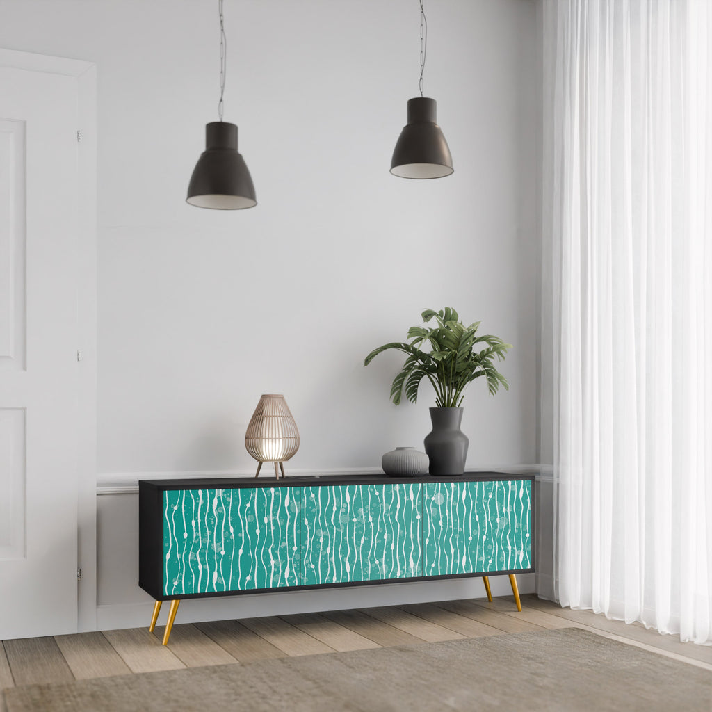 Βάση τηλεόρασης 3 θυρών TURQUOISE RAIN σε μαύρο φινίρισμα