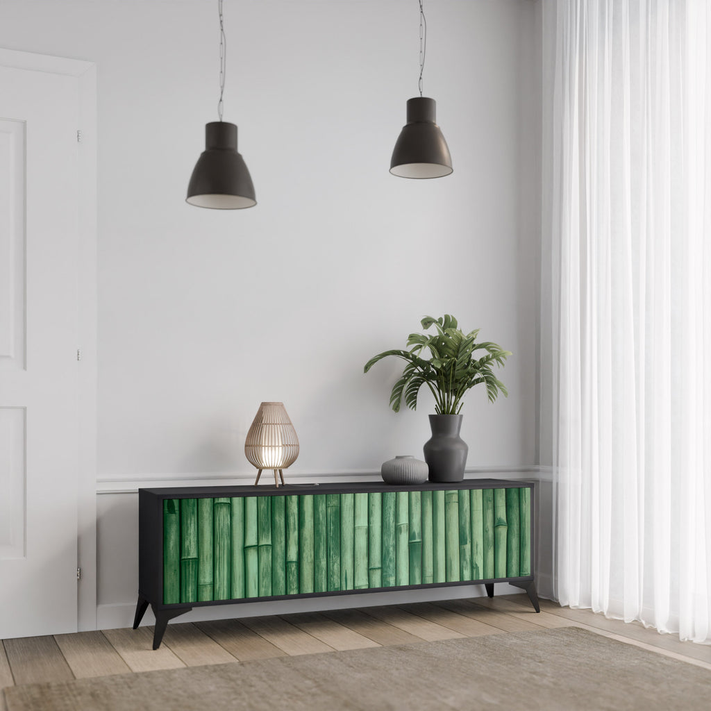 Βάση τηλεόρασης 3 θυρών NATURAL GREEN σε μαύρο φινίρισμα