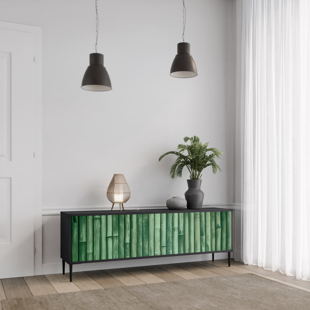 Βάση τηλεόρασης 3 θυρών NATURAL GREEN σε μαύρο φινίρισμα