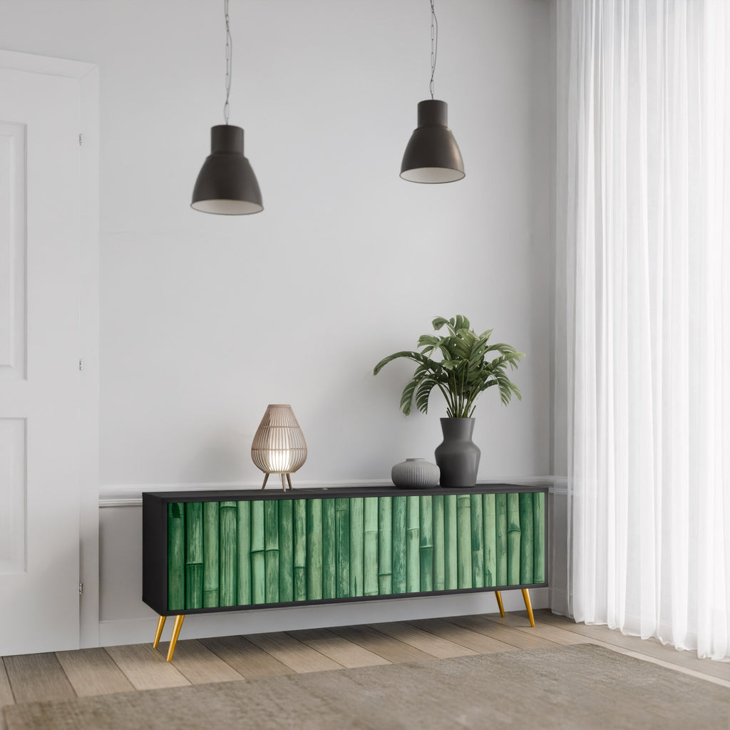 Βάση τηλεόρασης 3 θυρών NATURAL GREEN σε μαύρο φινίρισμα