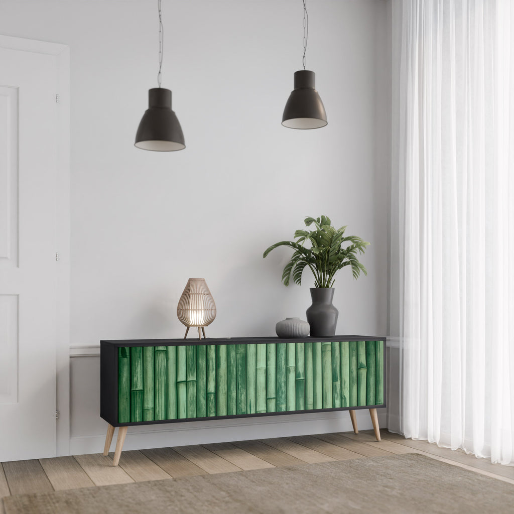 Βάση τηλεόρασης 3 θυρών NATURAL GREEN σε μαύρο φινίρισμα