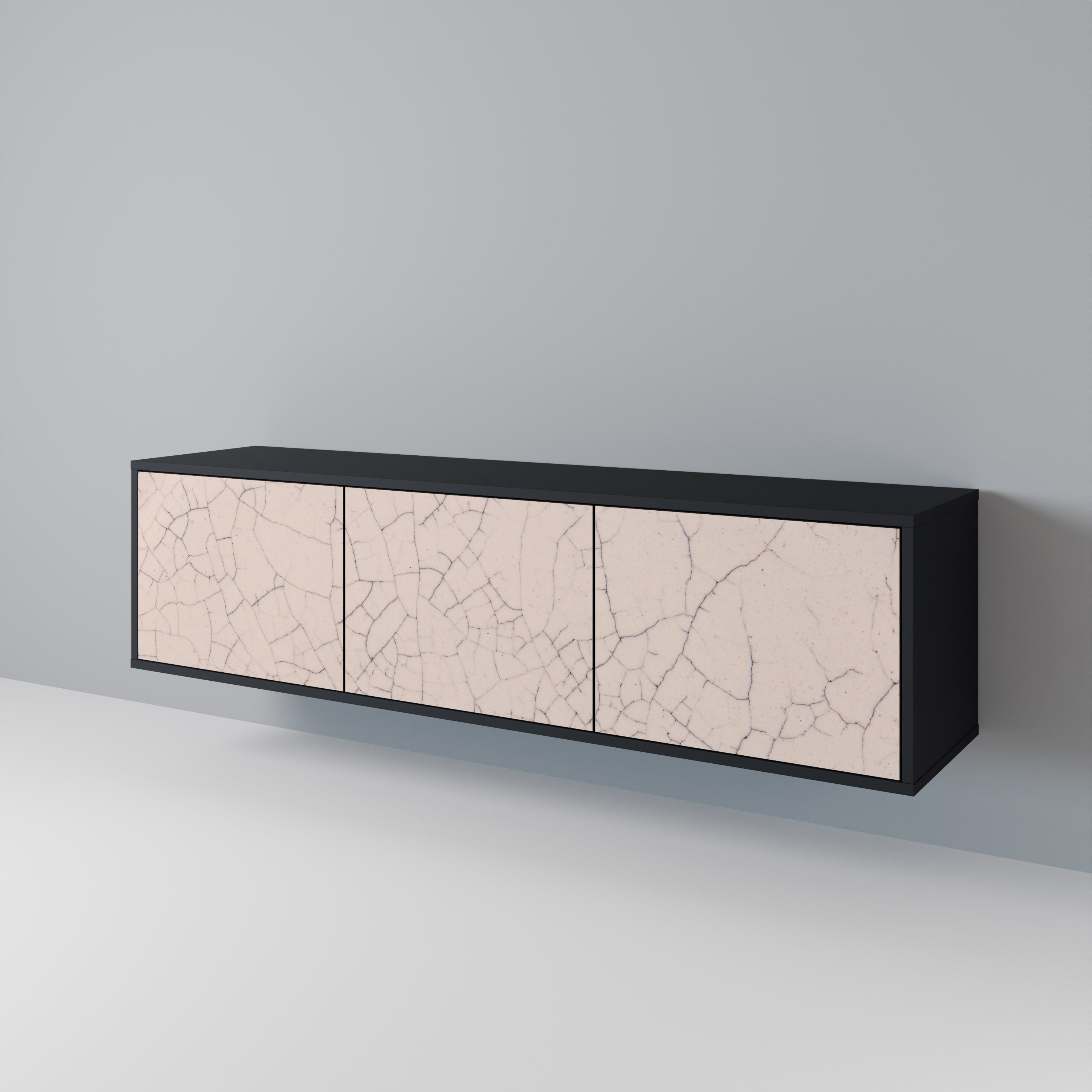 Βάση τηλεόρασης 3 θυρών CERAMIC TEXTURE σε μαύρο φινίρισμα