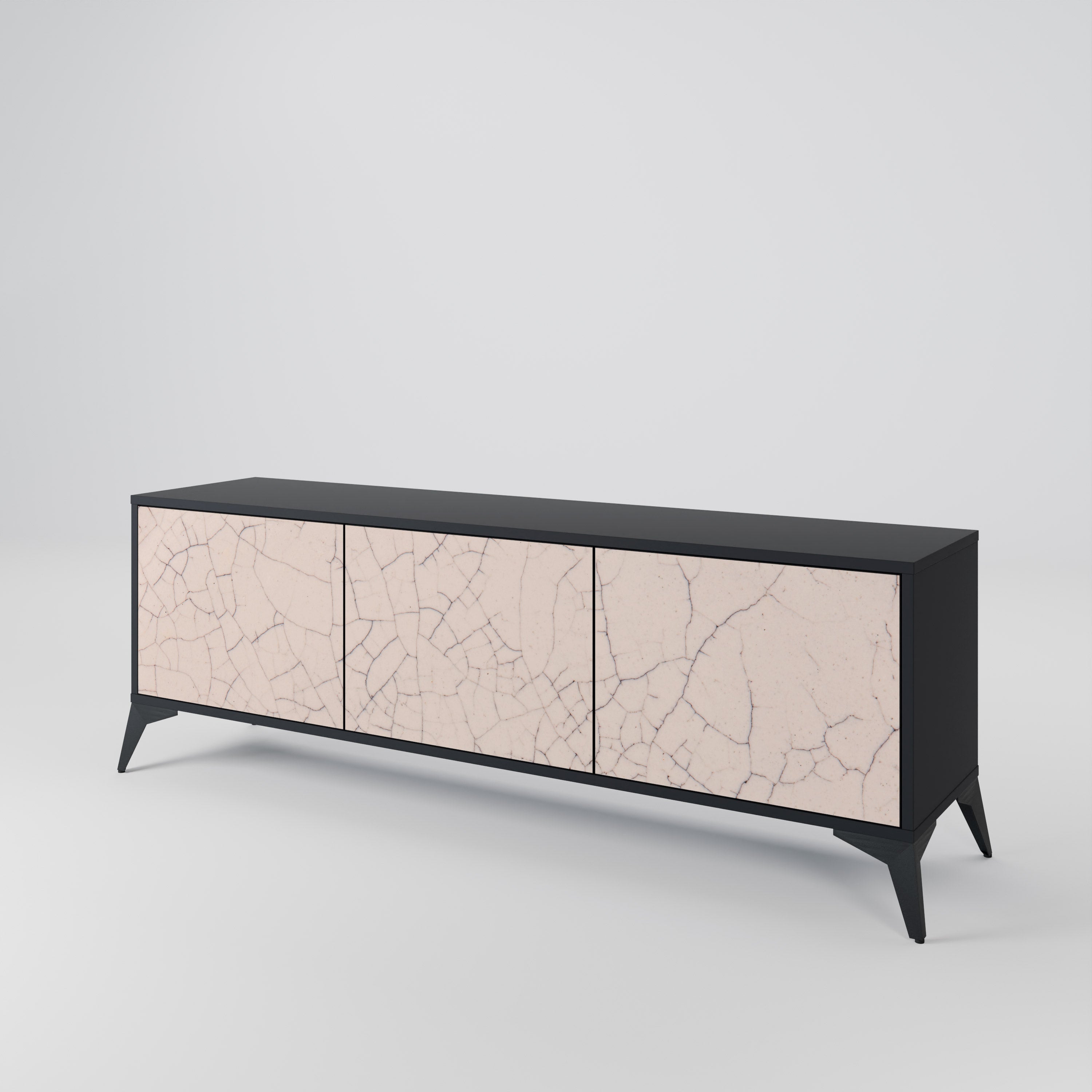 Βάση τηλεόρασης 3 θυρών CERAMIC TEXTURE σε μαύρο φινίρισμα