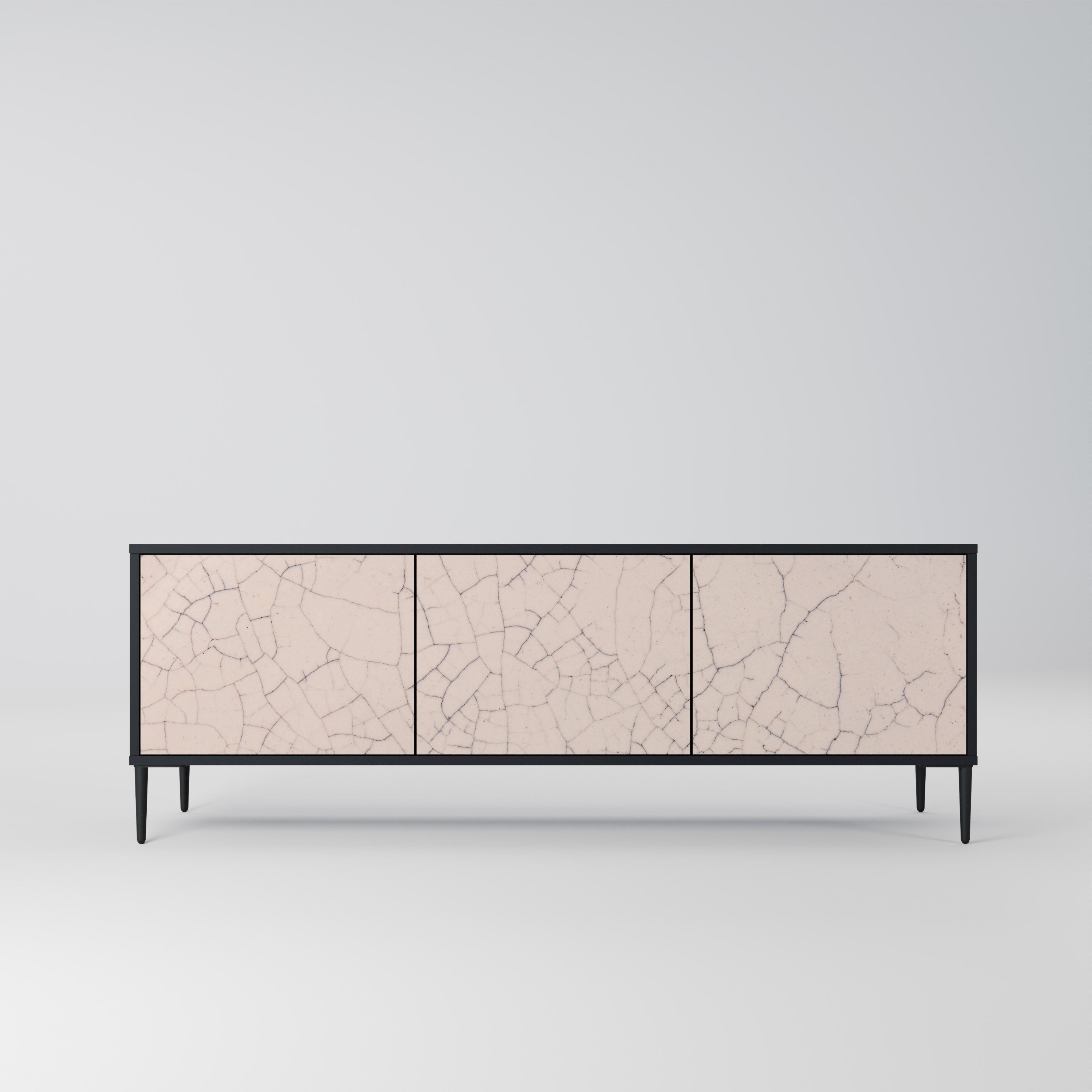 Βάση τηλεόρασης 3 θυρών CERAMIC TEXTURE σε μαύρο φινίρισμα