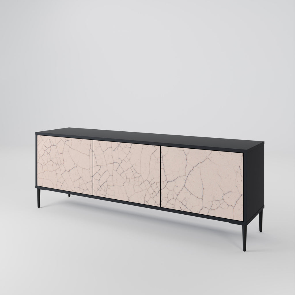 Βάση τηλεόρασης 3 θυρών CERAMIC TEXTURE σε μαύρο φινίρισμα