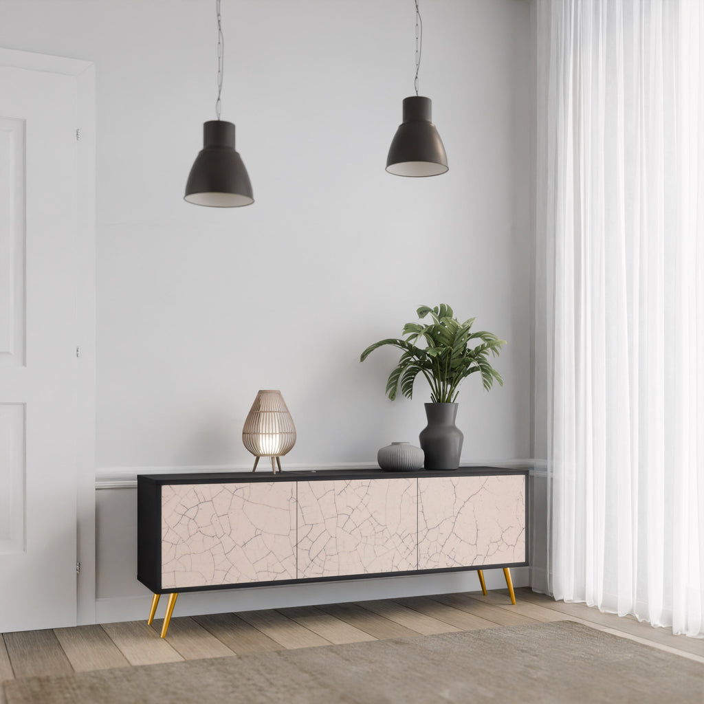 Βάση τηλεόρασης 3 θυρών CERAMIC TEXTURE σε μαύρο φινίρισμα