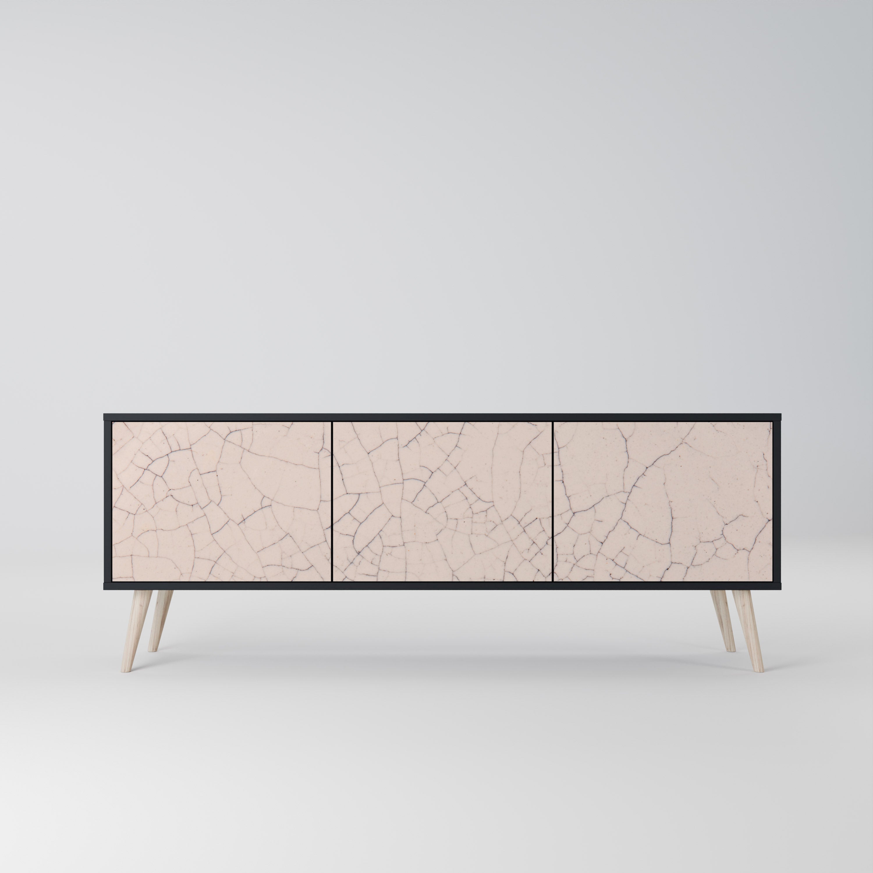 Βάση τηλεόρασης 3 θυρών CERAMIC TEXTURE σε μαύρο φινίρισμα
