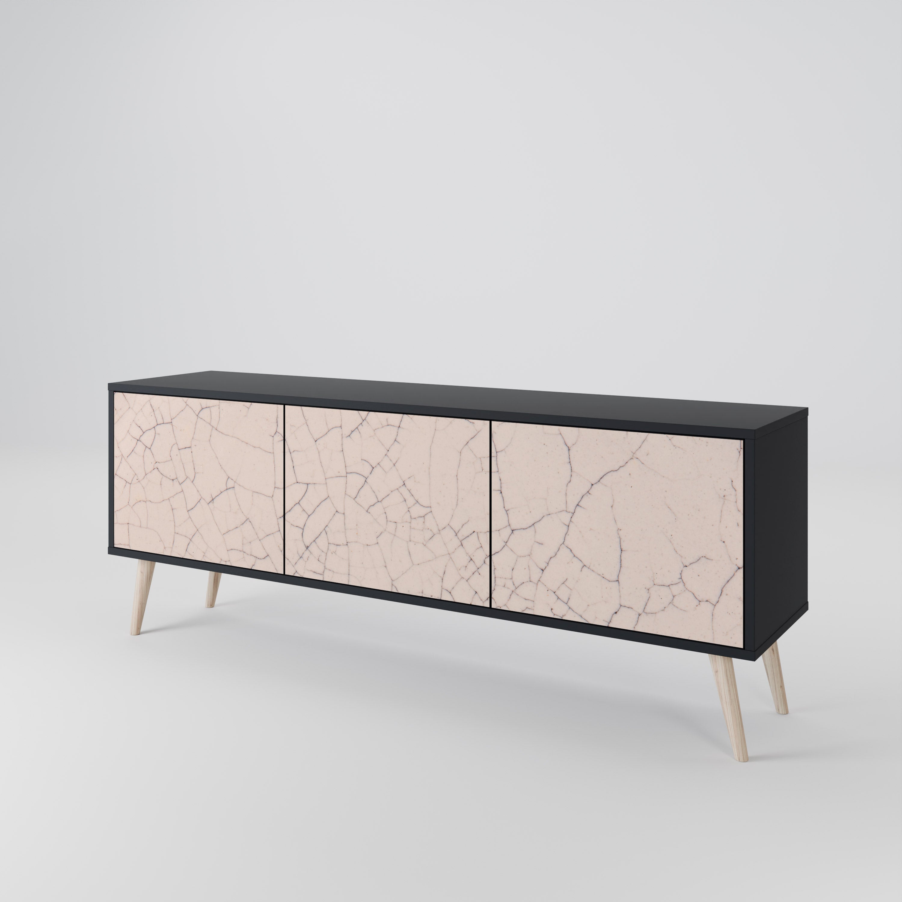 Βάση τηλεόρασης 3 θυρών CERAMIC TEXTURE σε μαύρο φινίρισμα