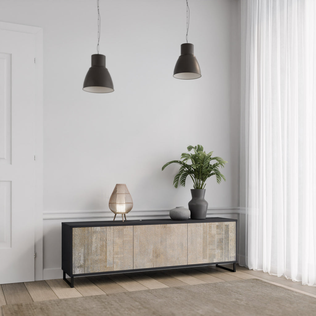 SCREEN ERROR 3-Door TV Stand in Black Finish