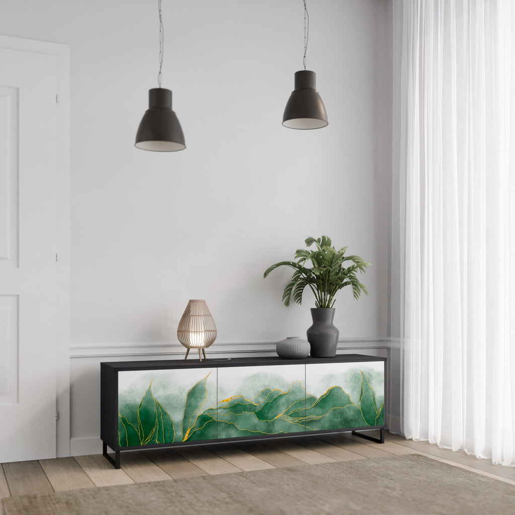 EXPENSIVE NATURE 3-Door TV Stand in Black Finish