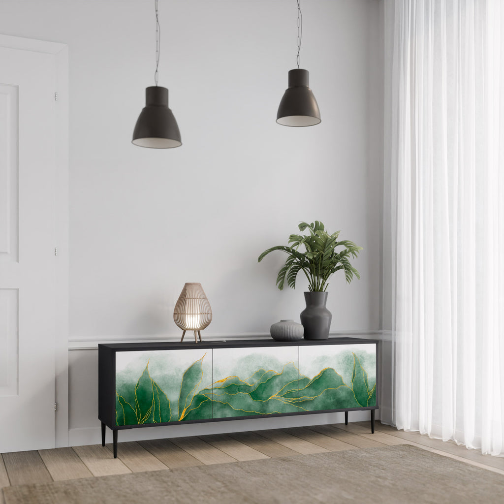 EXPENSIVE NATURE 3-Door TV Stand in Black Finish