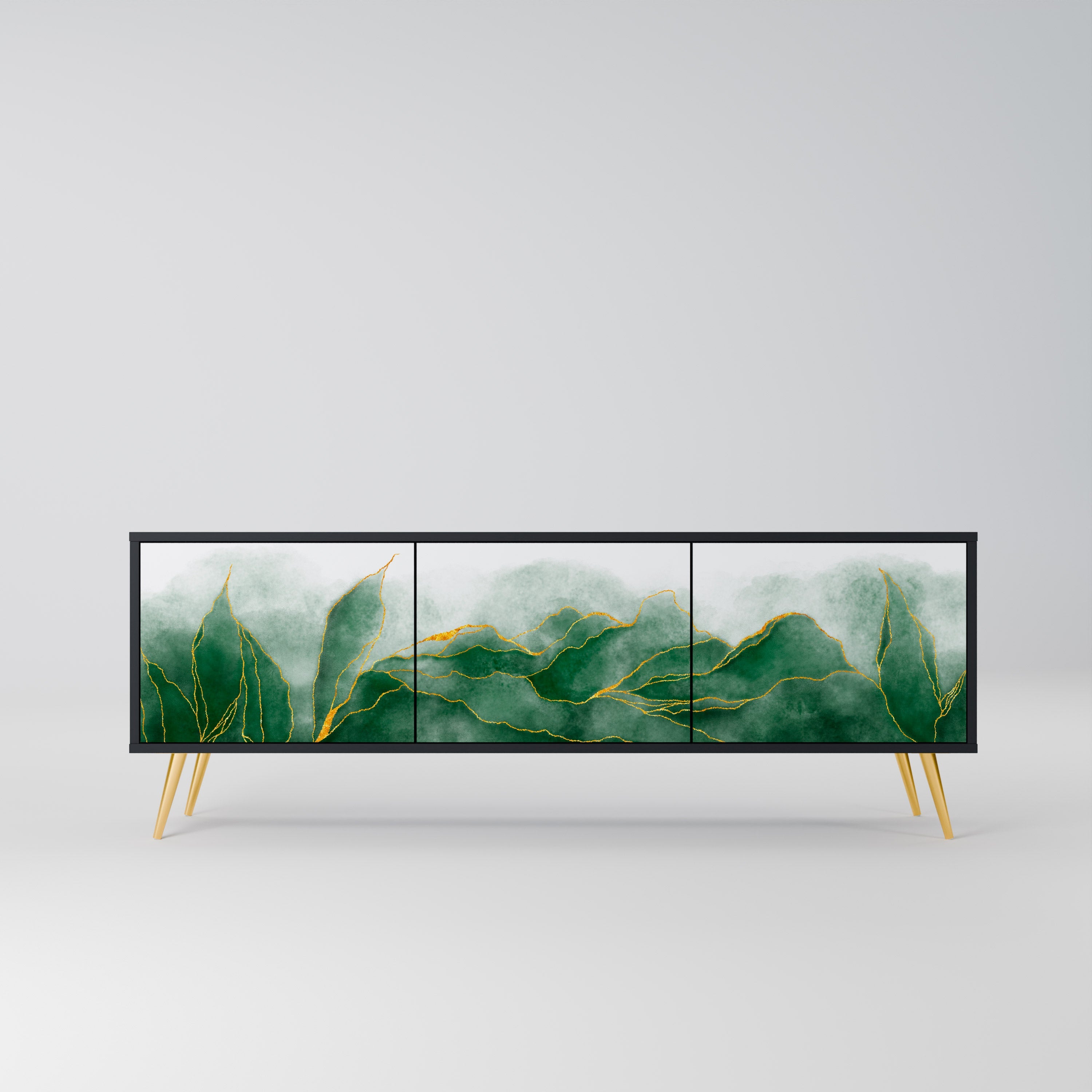 EXPENSIVE NATURE 3-Door TV Stand in Black Finish