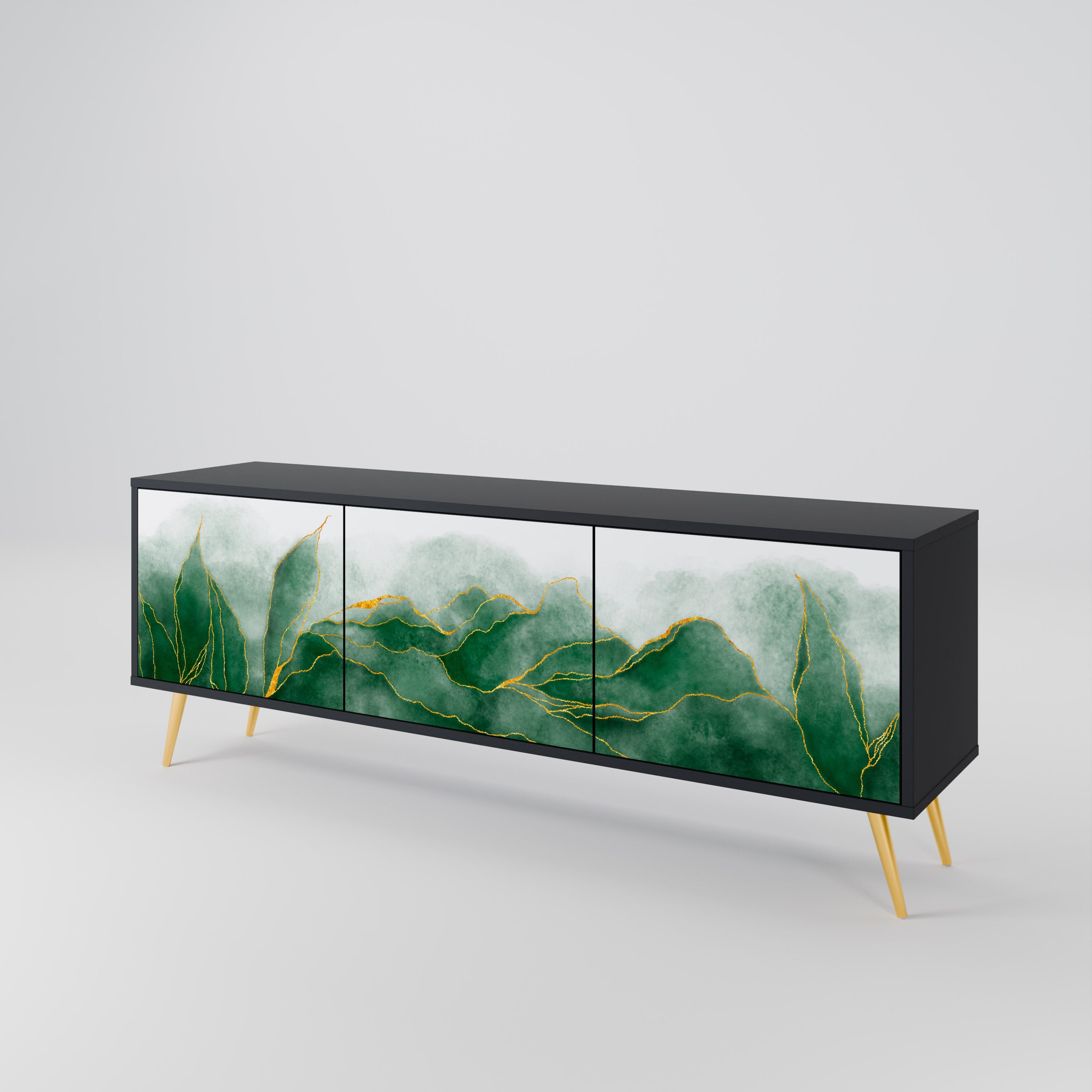 EXPENSIVE NATURE 3-Door TV Stand in Black Finish