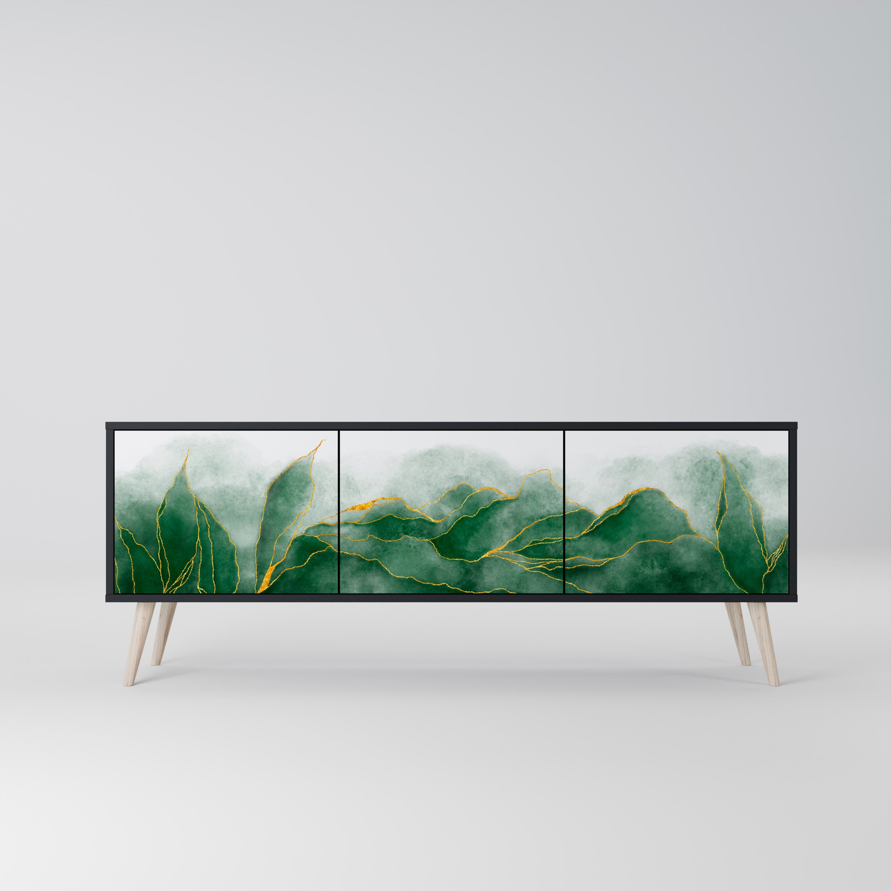 EXPENSIVE NATURE 3-Door TV Stand in Black Finish