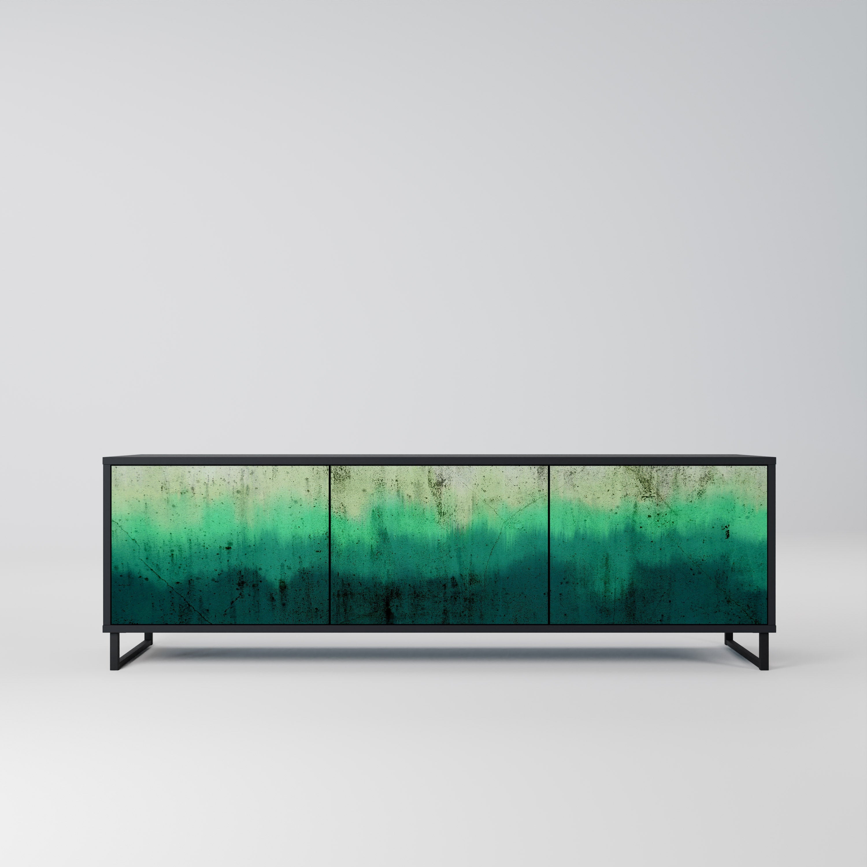 NORTHERN LIGHTS 3-Door TV Stand in Black Finish