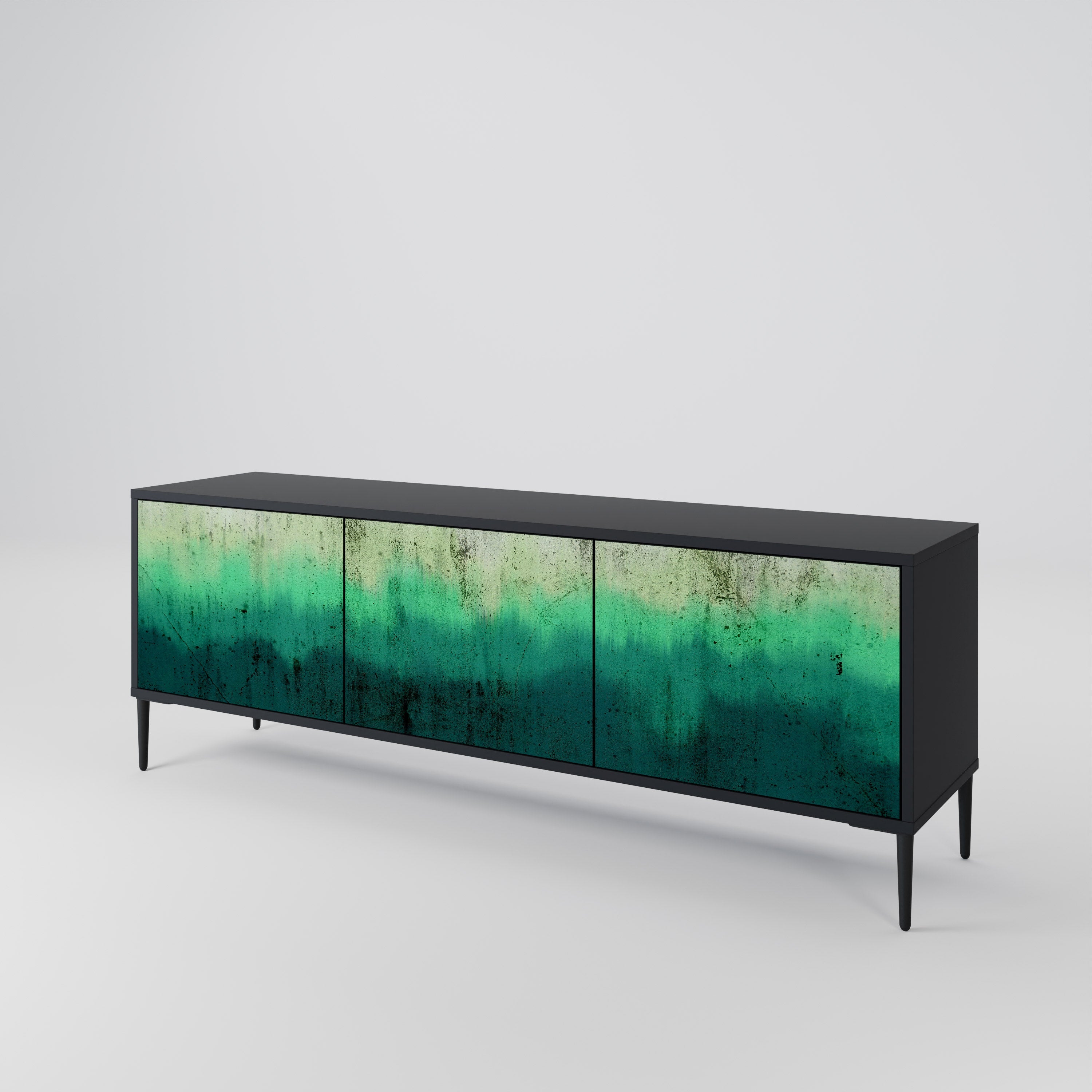NORTHERN LIGHTS 3-Door TV Stand in Black Finish