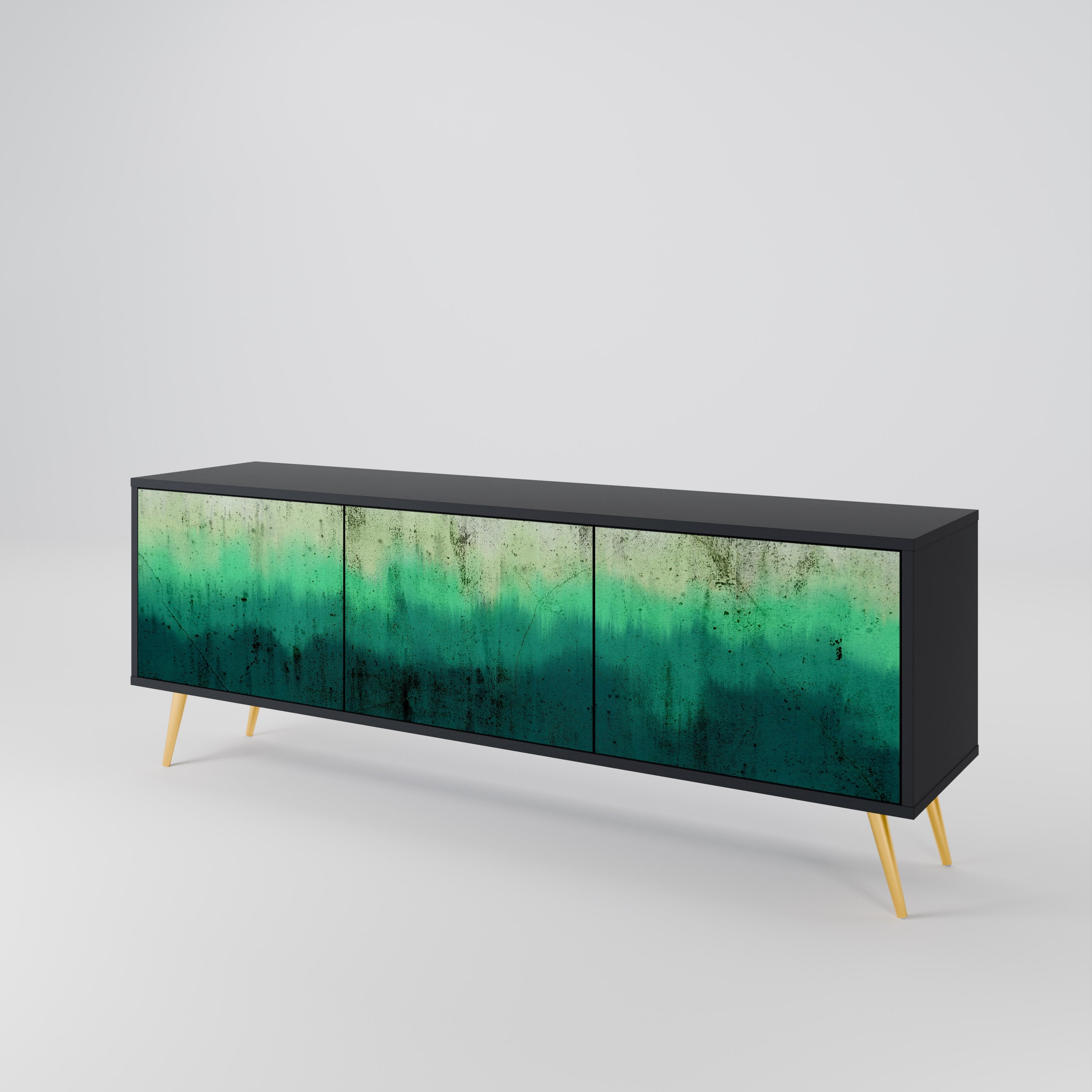 NORTHERN LIGHTS 3-Door TV Stand in Black Finish