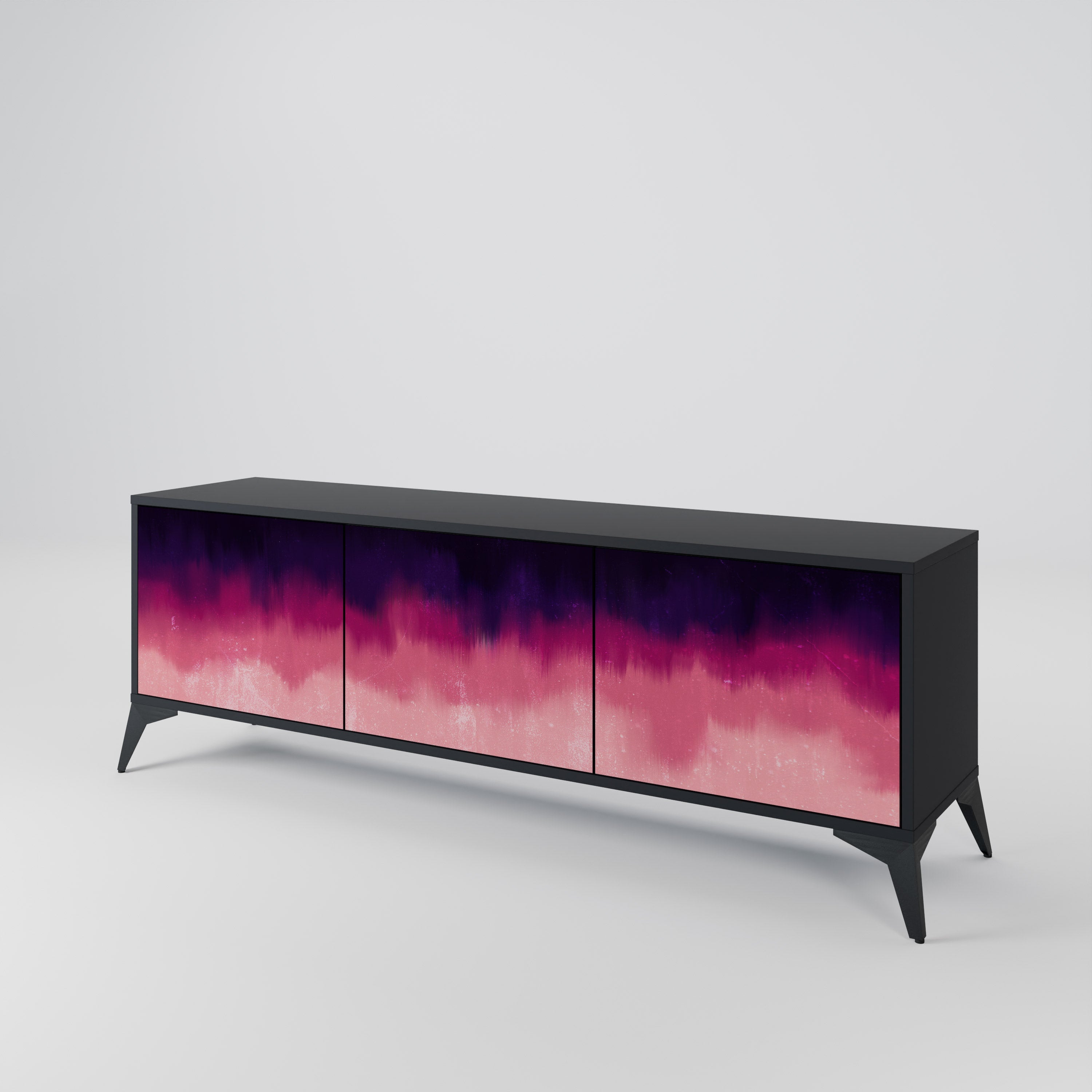 AURORA BOREALIS 3-Door TV Stand in Black Finish