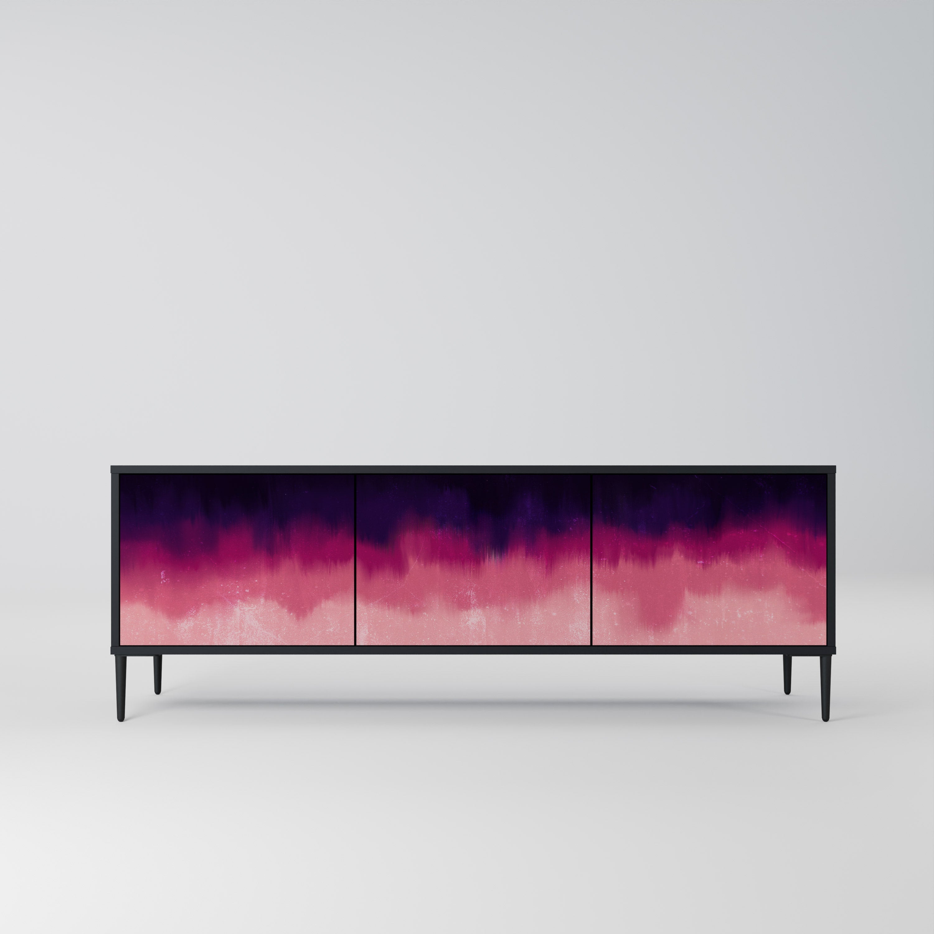 AURORA BOREALIS 3-Door TV Stand in Black Finish