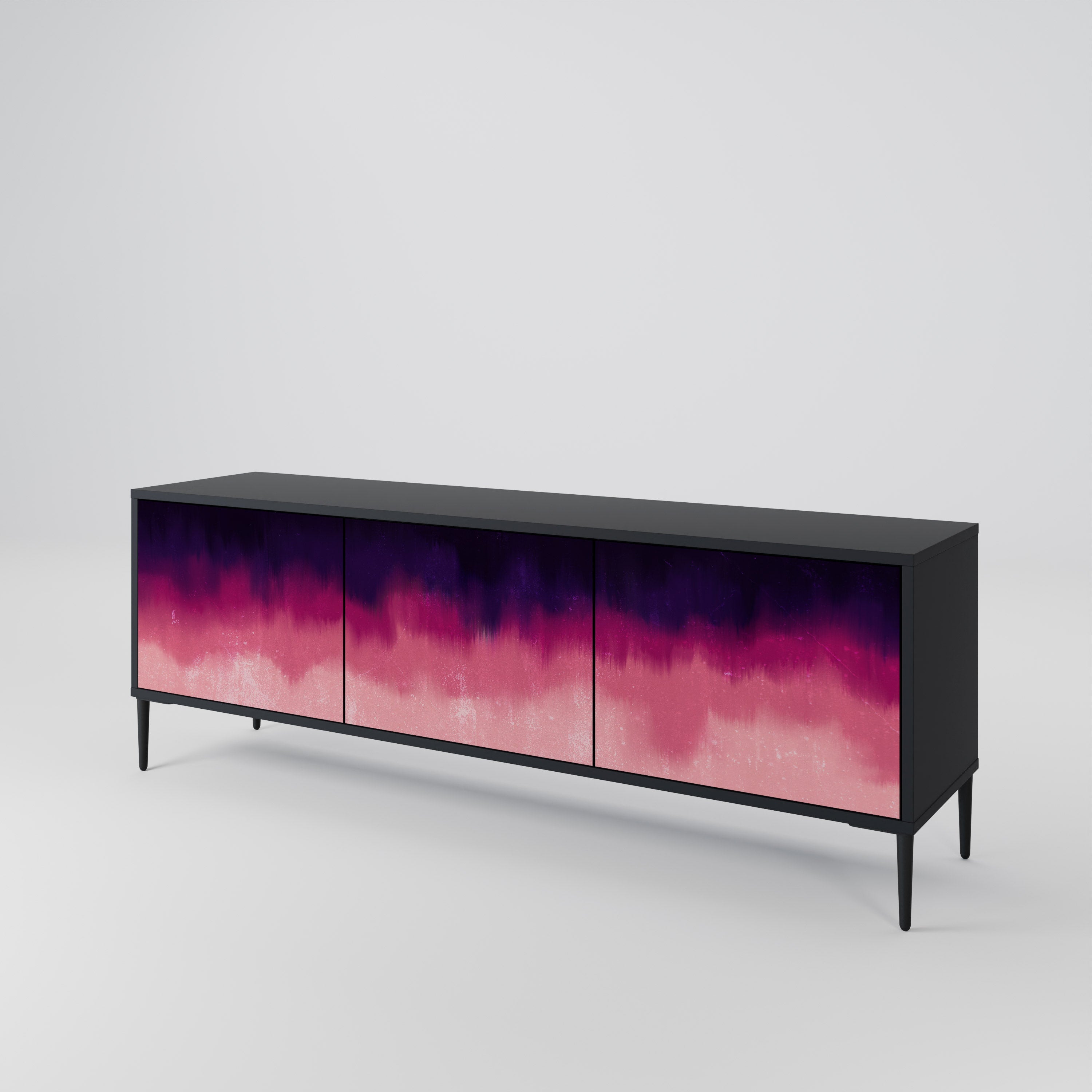 AURORA BOREALIS 3-Door TV Stand in Black Finish